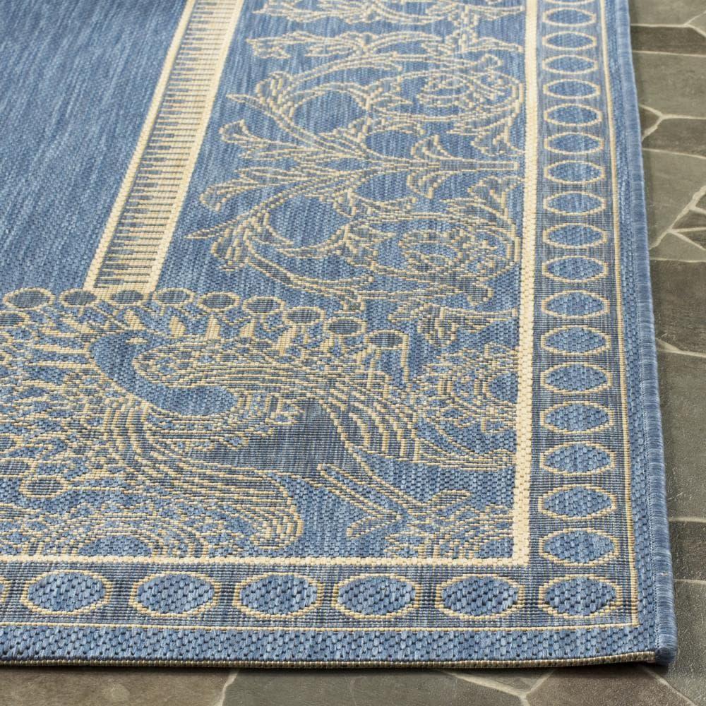 SAFAVIEH Courtyard Cooper Floral Indoor/Outdoor Area Rug, 9' x 12', Blue/Natural