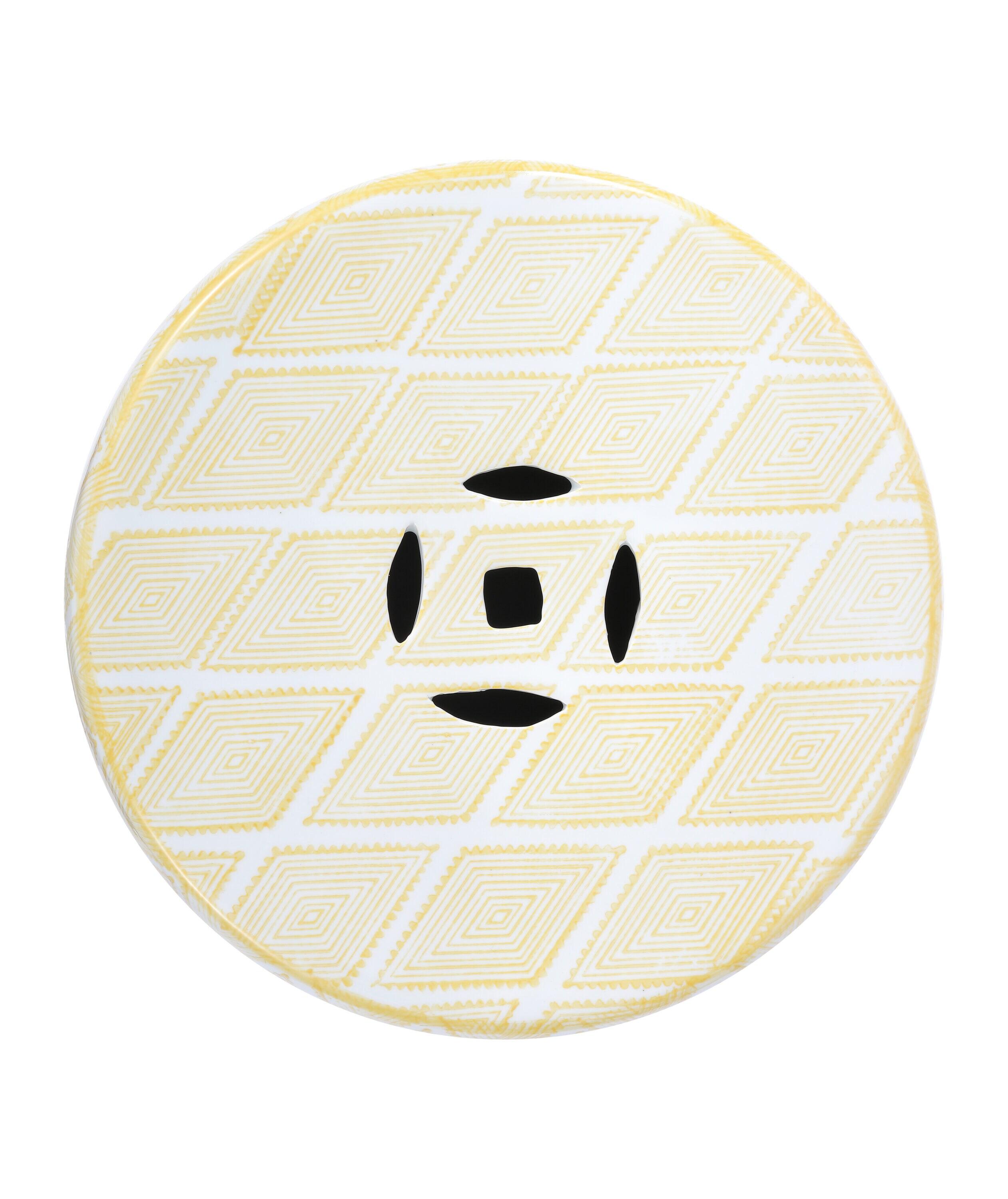 Moroccan Diamonds 18" Ceramic Drum Garden Stool, Yellow - JONATHAN Y