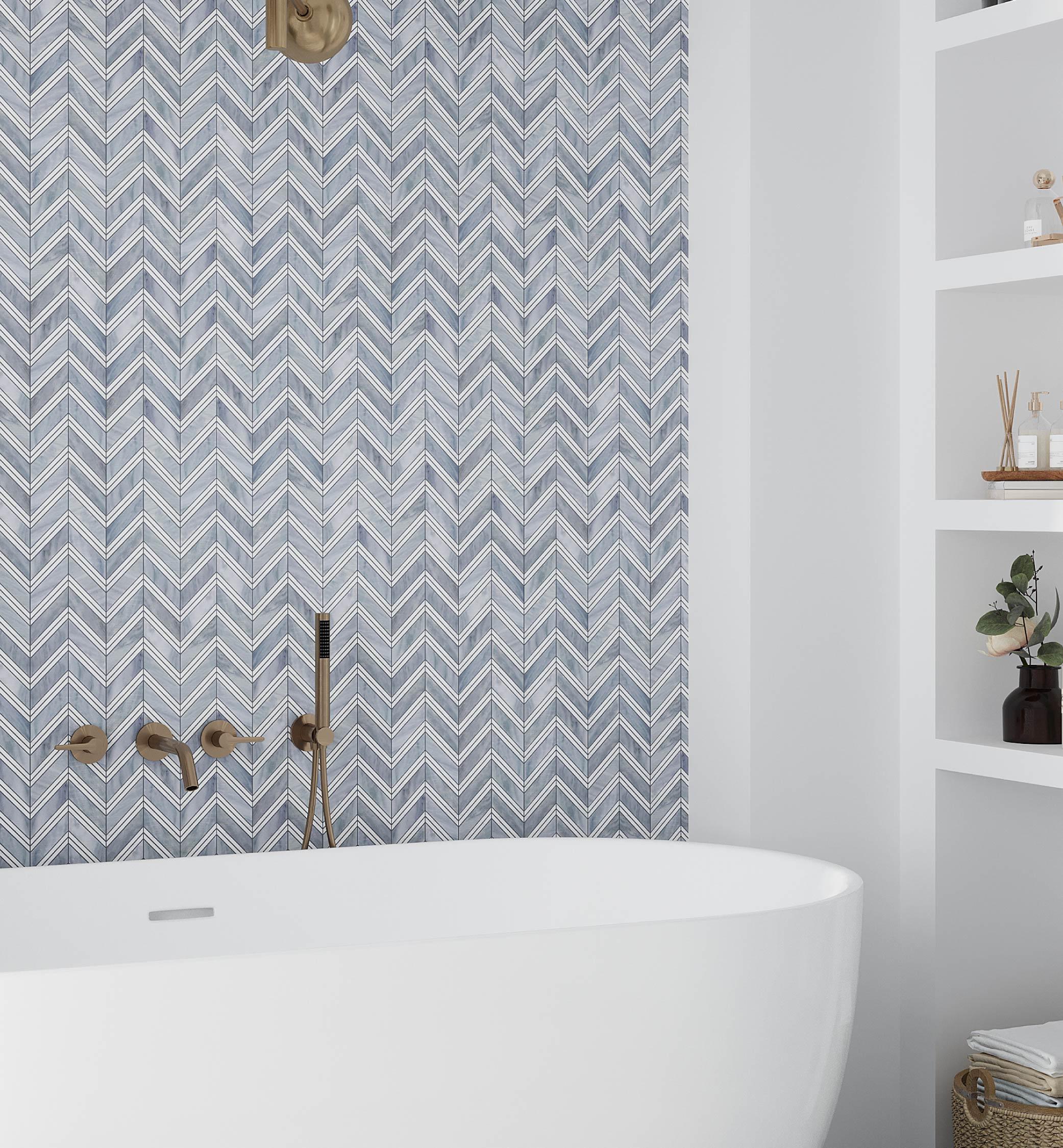 11" X 11.8" Herringbone Marble Polished Tile