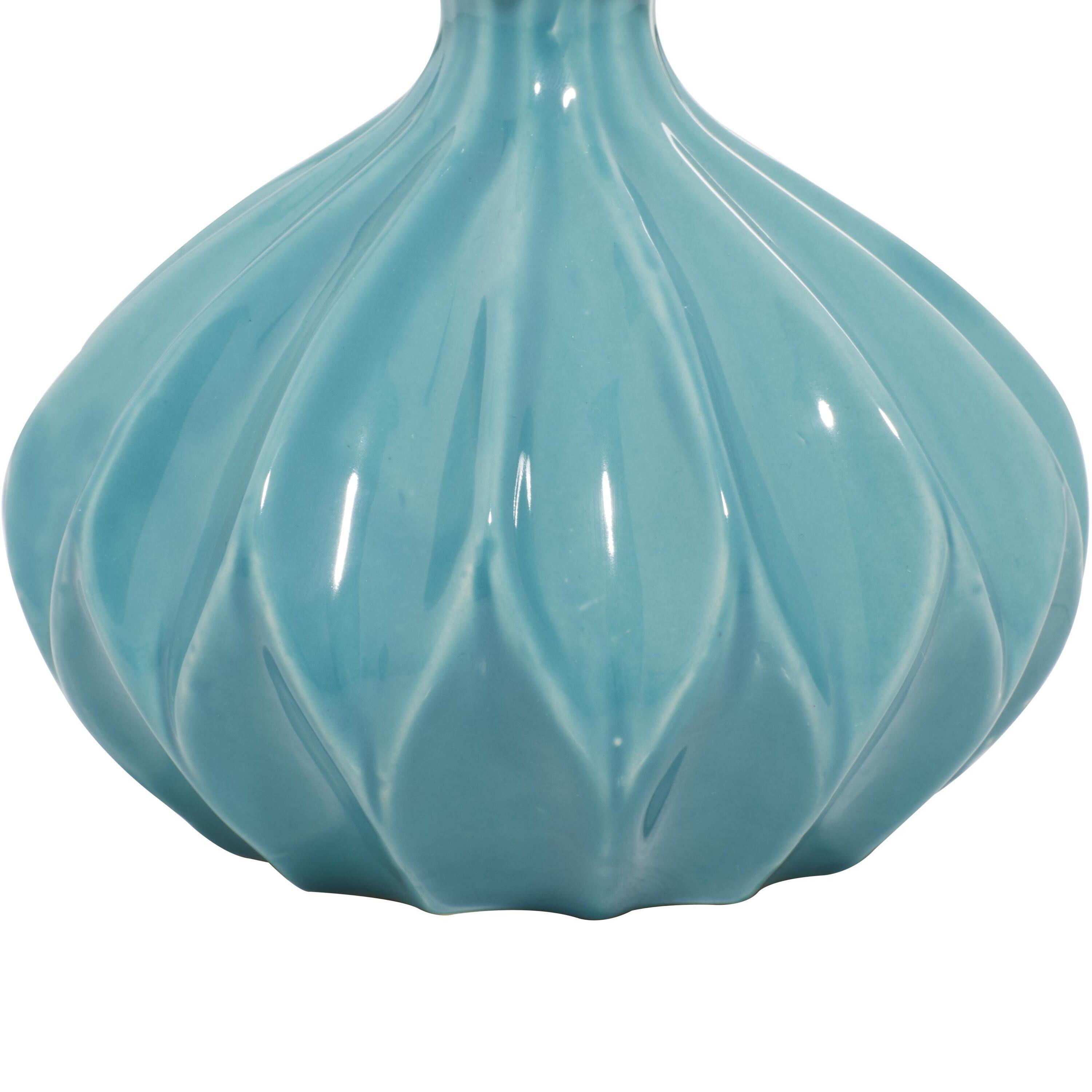DecMode 6"W, 6"H Blue Ceramic Vase with Varying Patterns, Set of 3
