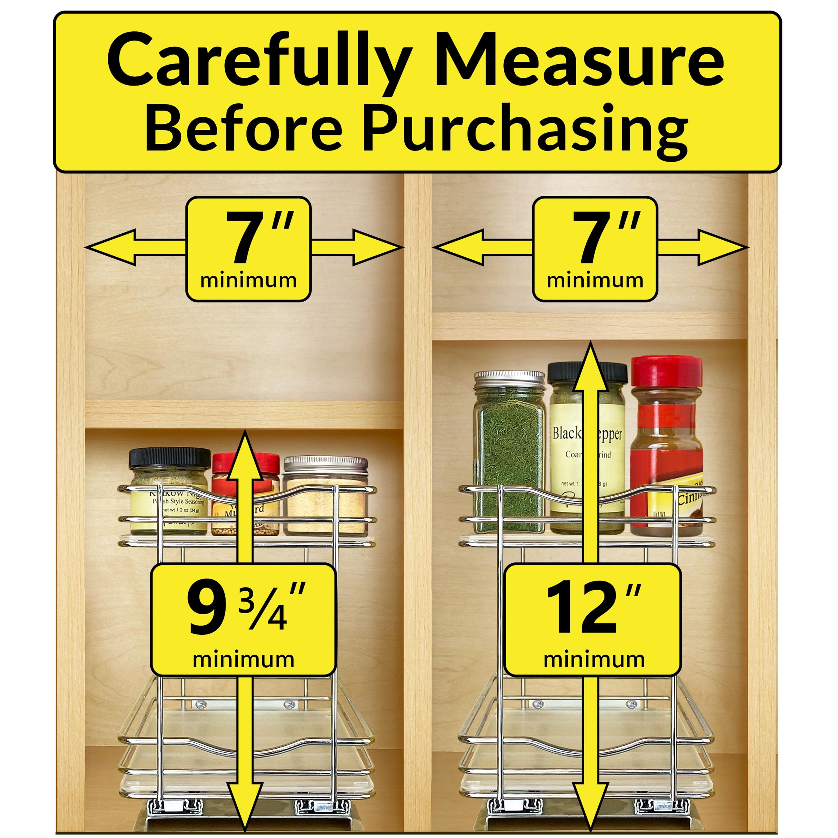 LYNK PROFESSIONAL® Pull Out Spice Rack Organizer for Cabinet - 2 Tier, Chrome