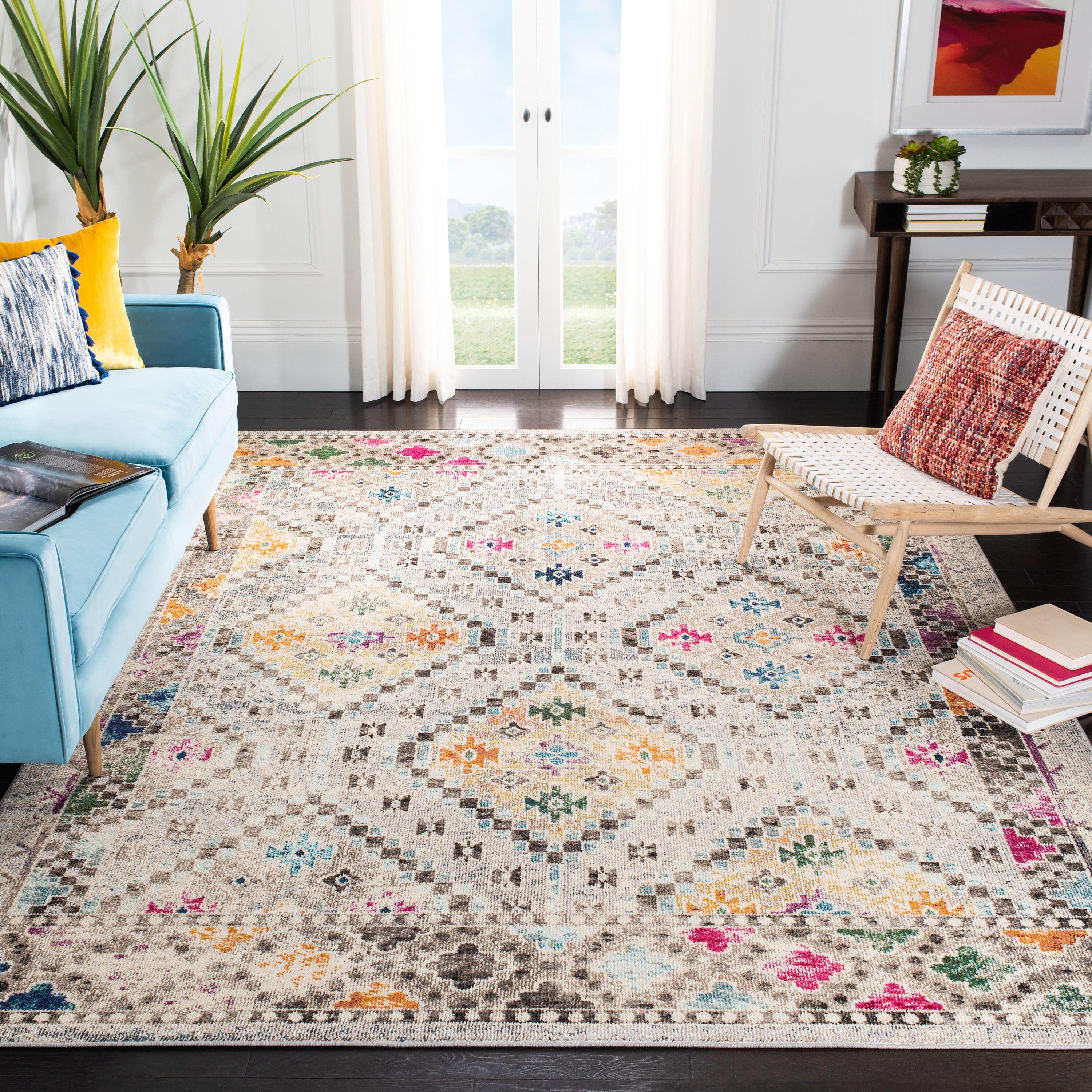 Madison MAD418 Power Loomed Area Rug - Grey/Yellow - 9'x9' - Safavieh.