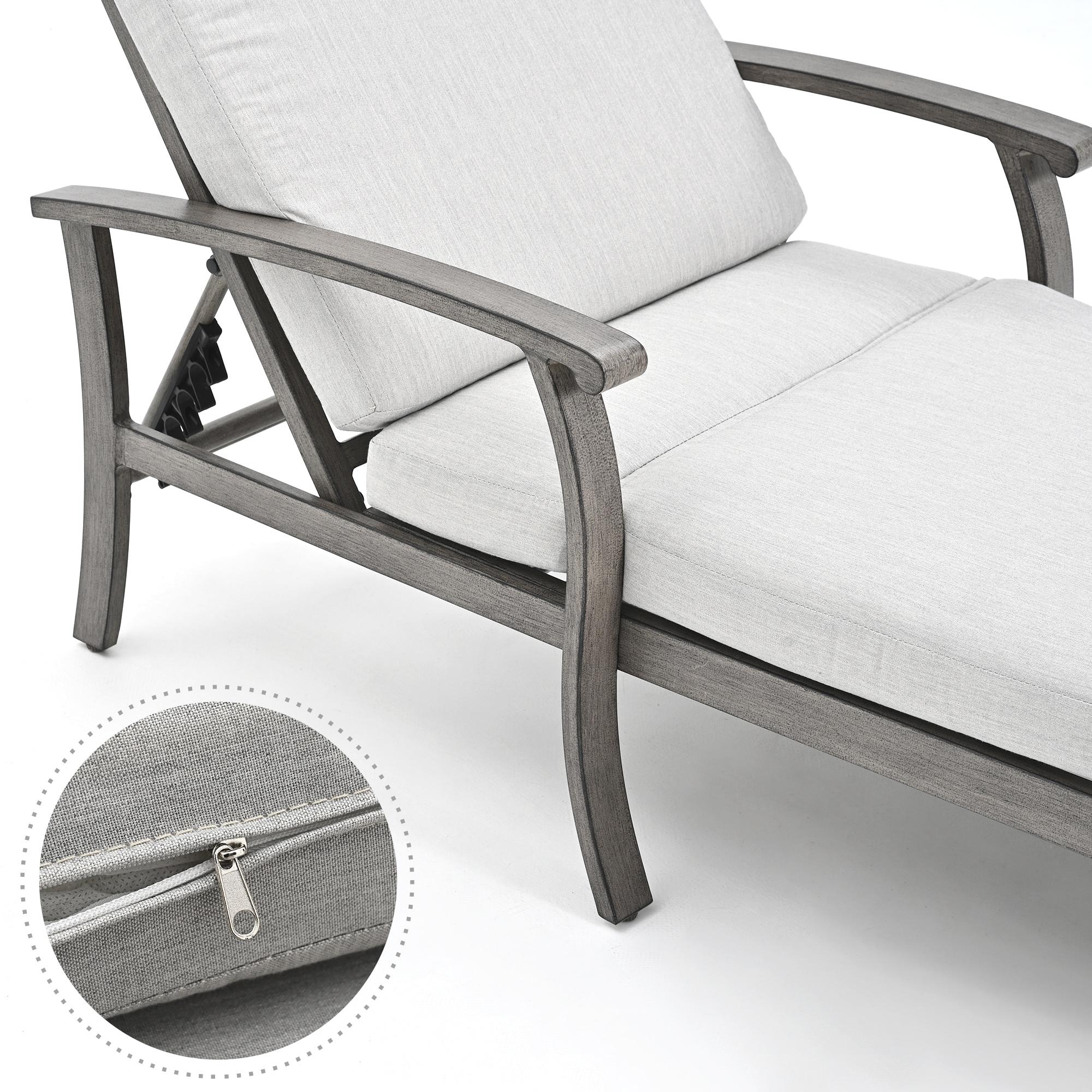 2-piece Outdoor Alumiunm Gray Patio Chaise Lounge Chair