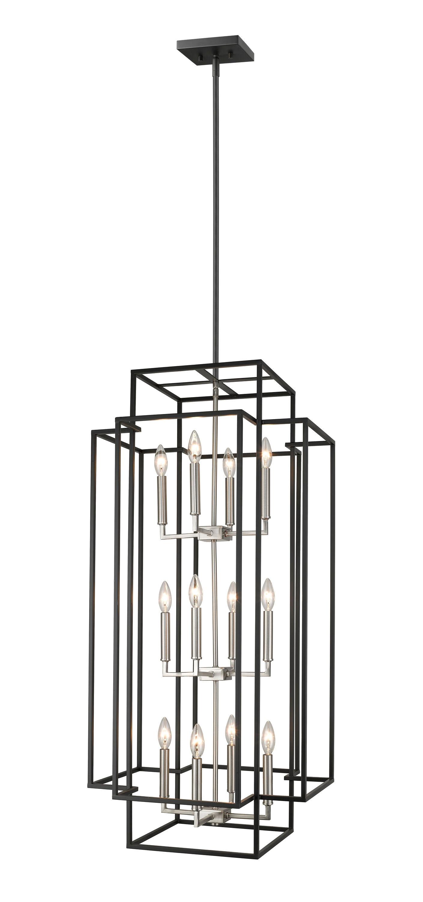 Z Lite 454-42BK-BN 42 x 20 in. 12 Light Pendant, Black & Brushed Nickel