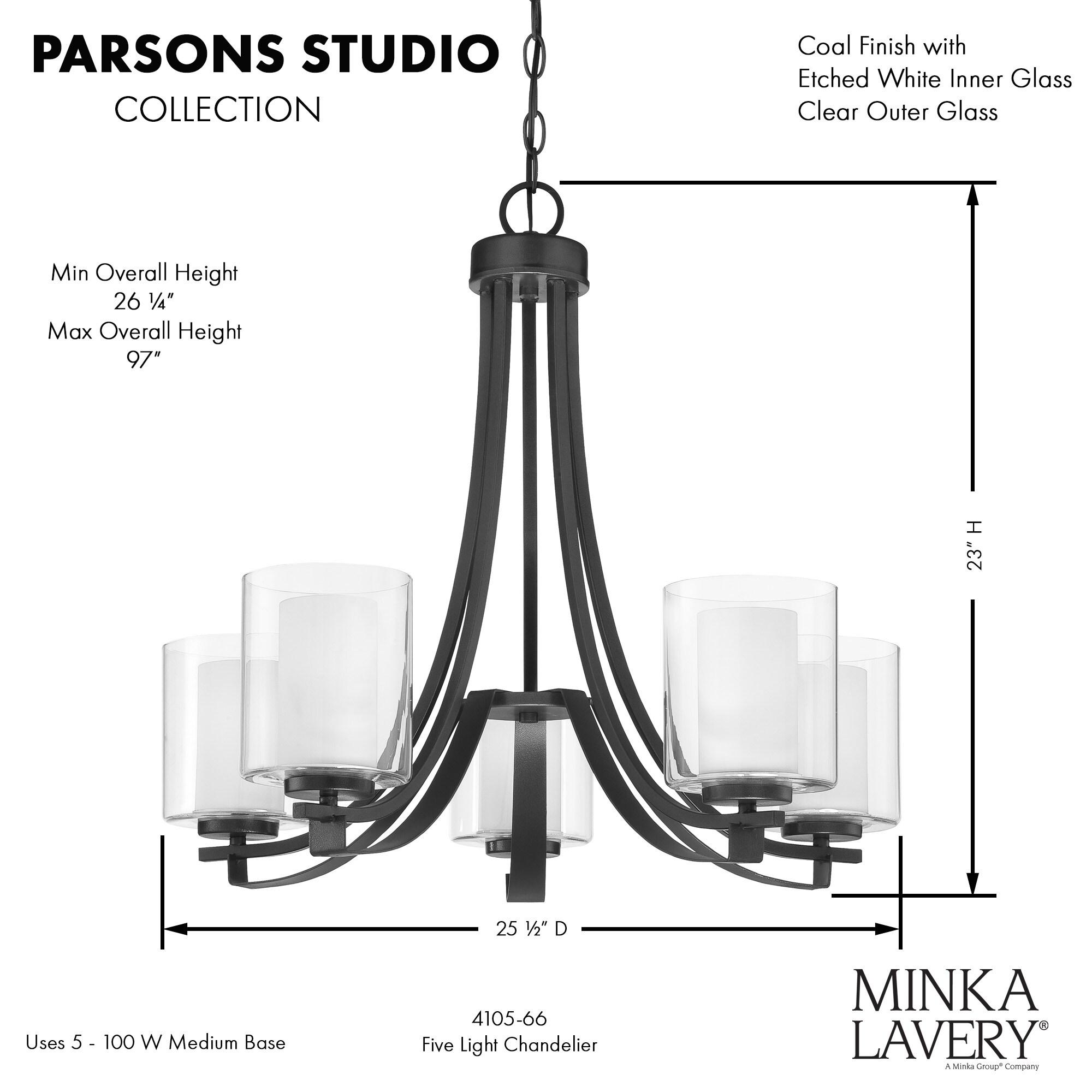 Minka Lavery Sand Coal Pendant Chandelier 25 1/2" Wide Modern Clear Outer White Inner Glass Shade 5-Light Fixture for Dining Room