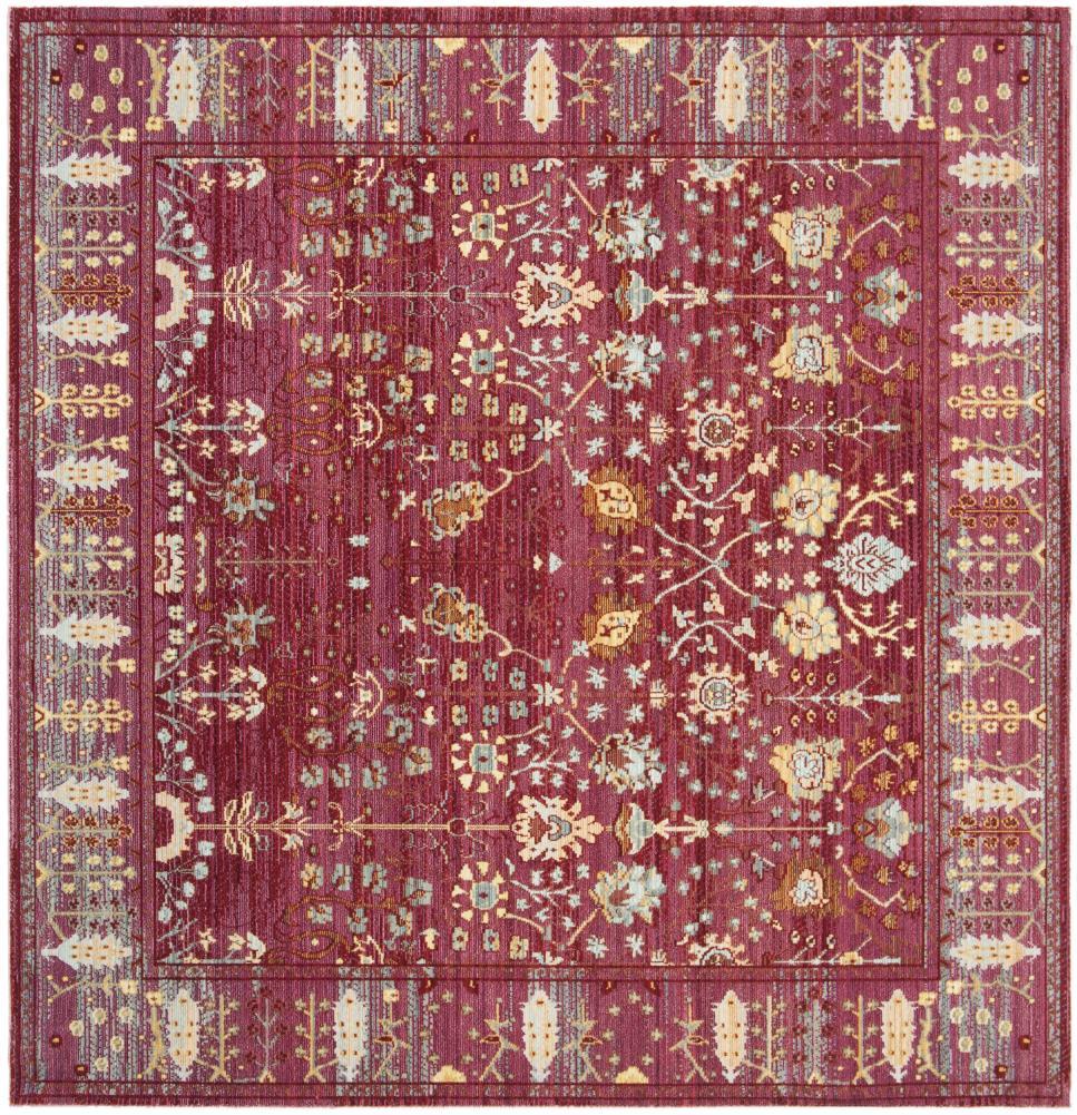 SAFAVIEH Valencia Grigor Traditional Polyester Area Rug, Fuchsia/Multi, 6'7" x 6'7" Square