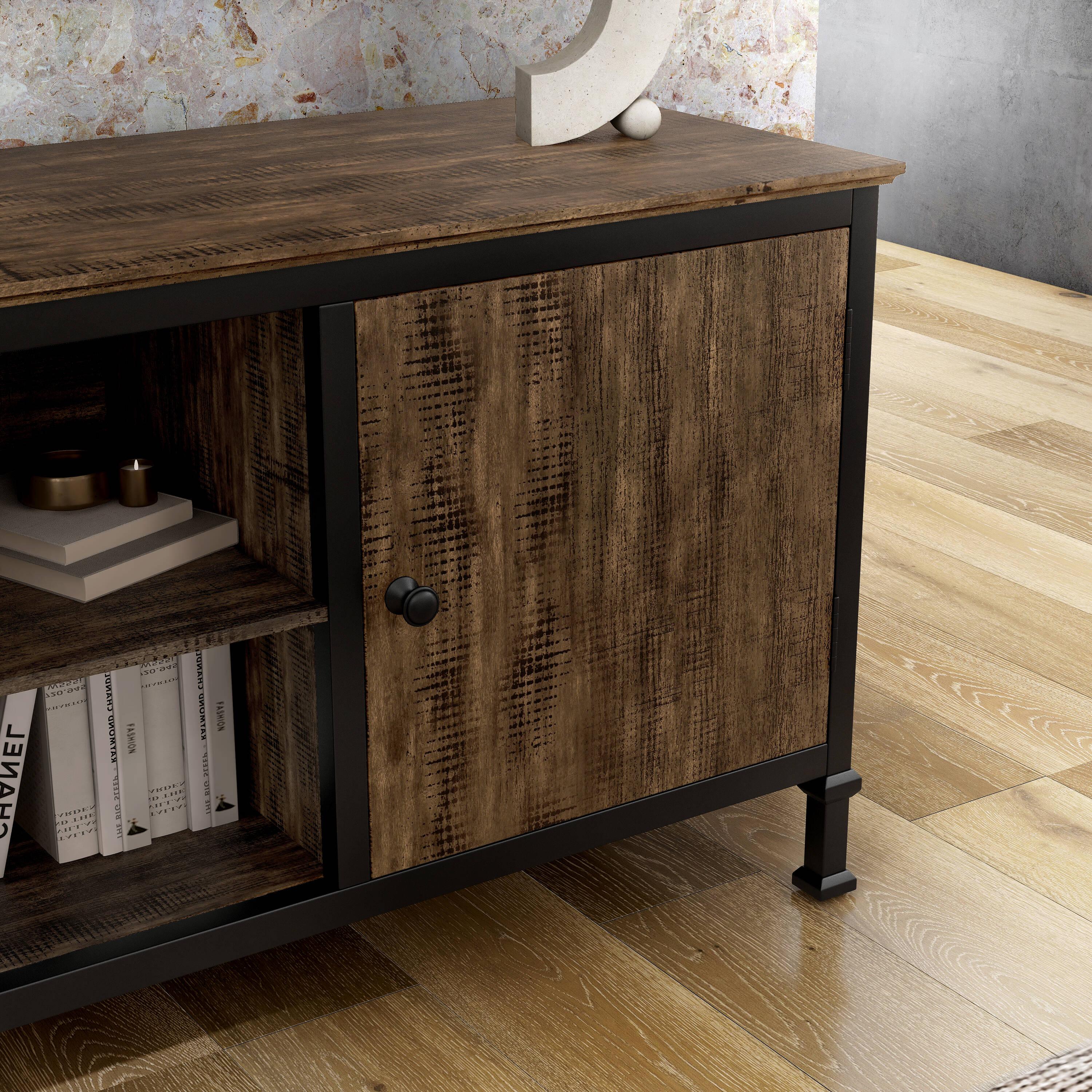 Furniture of America Dele Rustic Oak 60-inch Wood Multi-functional Storage TV Console by
