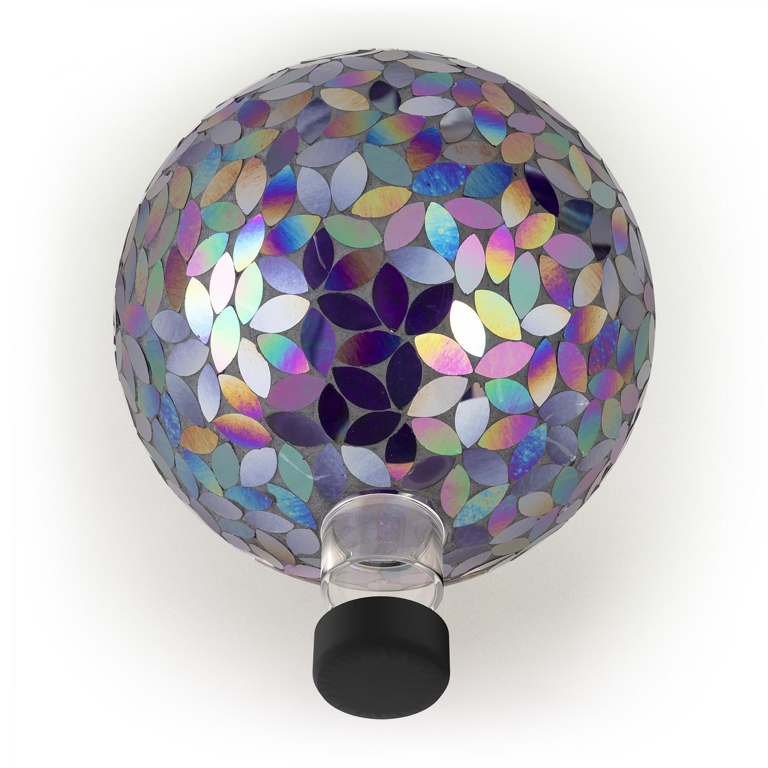 Alpine Corporation 10" Glass Mosaic Iridescent Gazing Globe, Purple