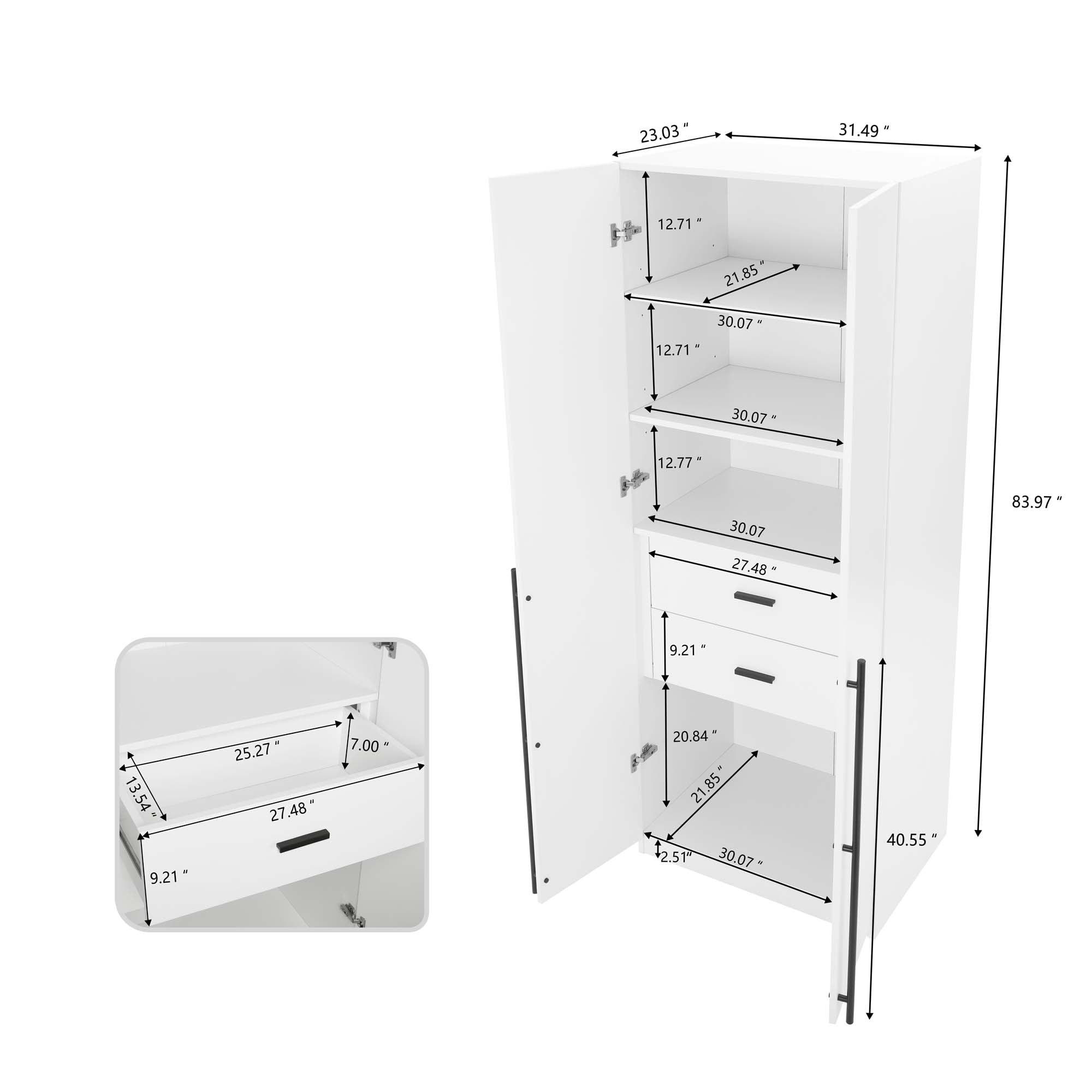 Manhattan Comfort 2pc Lee 4 Door and 8 Shelf Module Wardrobe White: Modern Storage, MDF, Metal Hardware