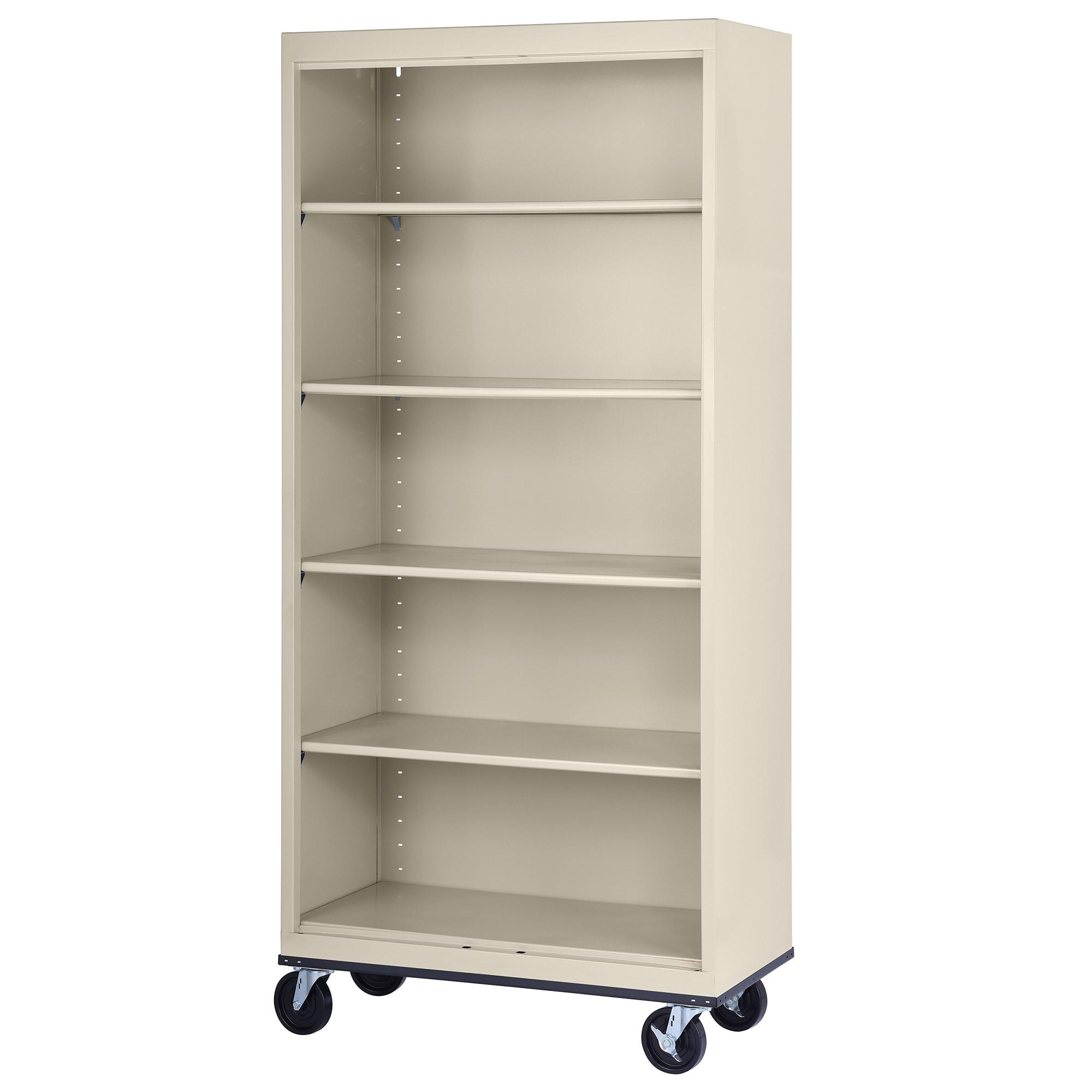 Sandusky Lee 36" W x 18" D x 78" H Steel Mobile Bookcase with 4 Adjustable Shelves by Sandusky