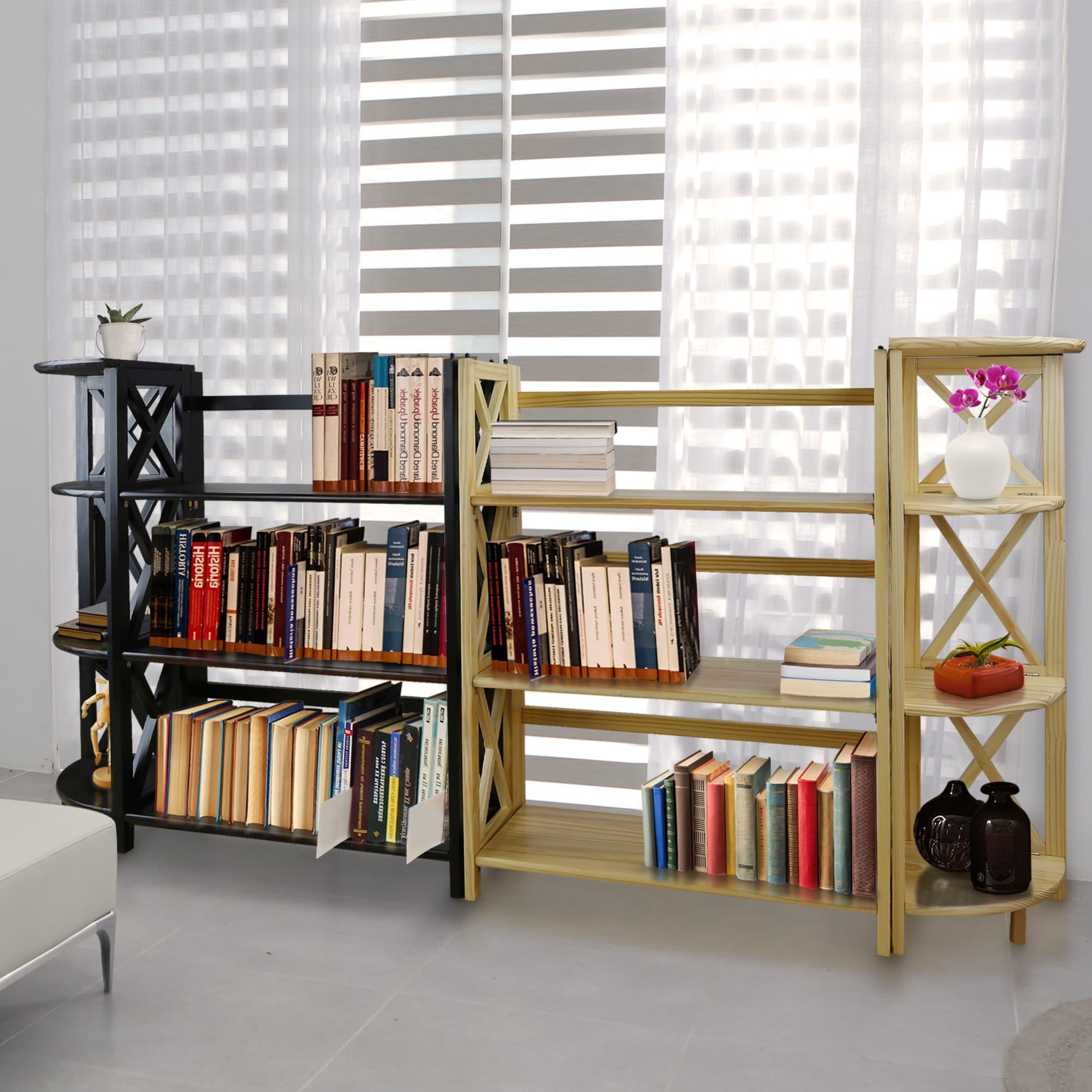 Casual Home Montego 3 Shelf Corner Folding Bookcase with Mantel Top