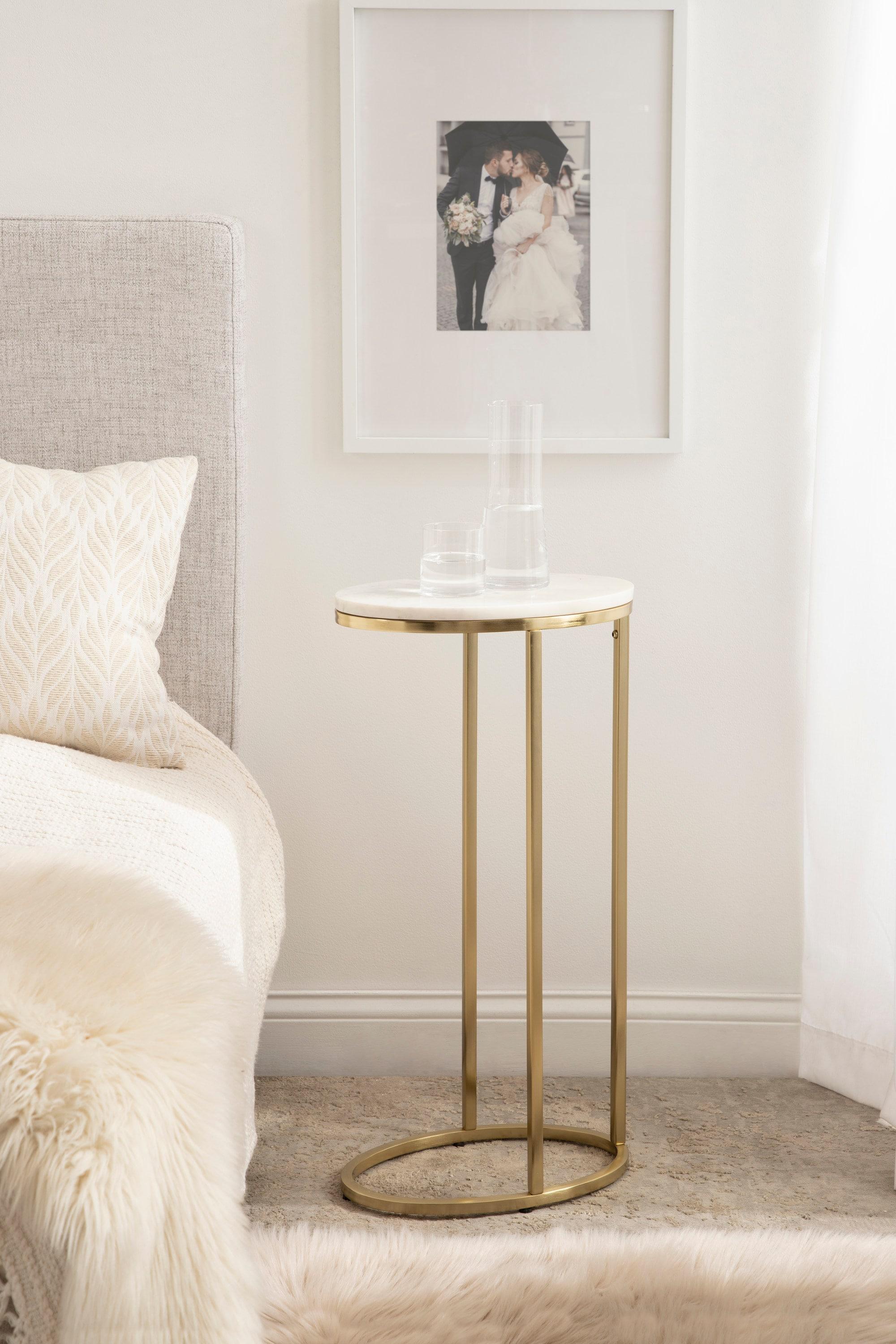 Kate and Laurel Natalli Oval Metal C Table, 14x9x28, Gold