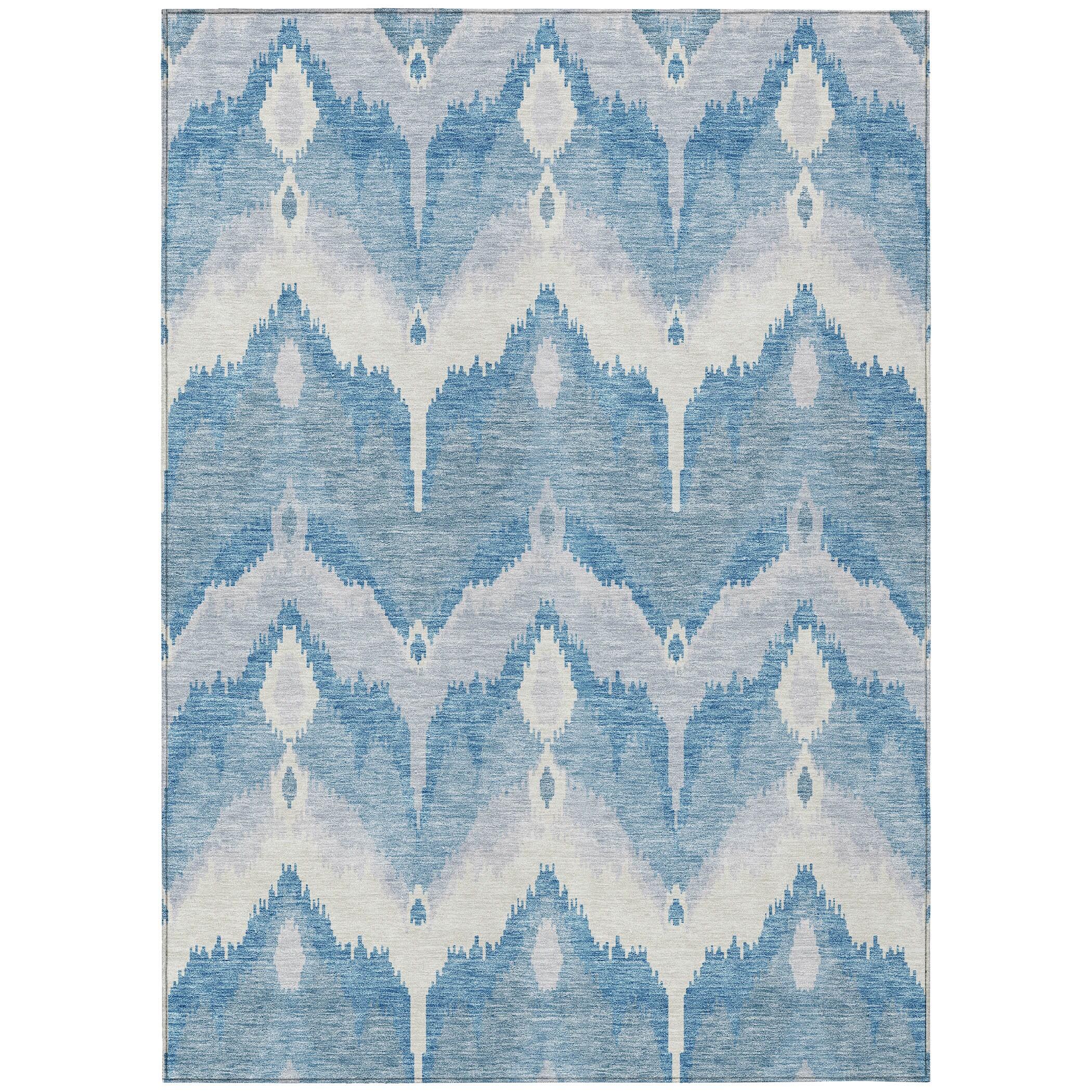 Addison Rugs Machine Washable Indoor/ Outdoor Chantille Boho Ikat Rug Denim - 3' x 5'