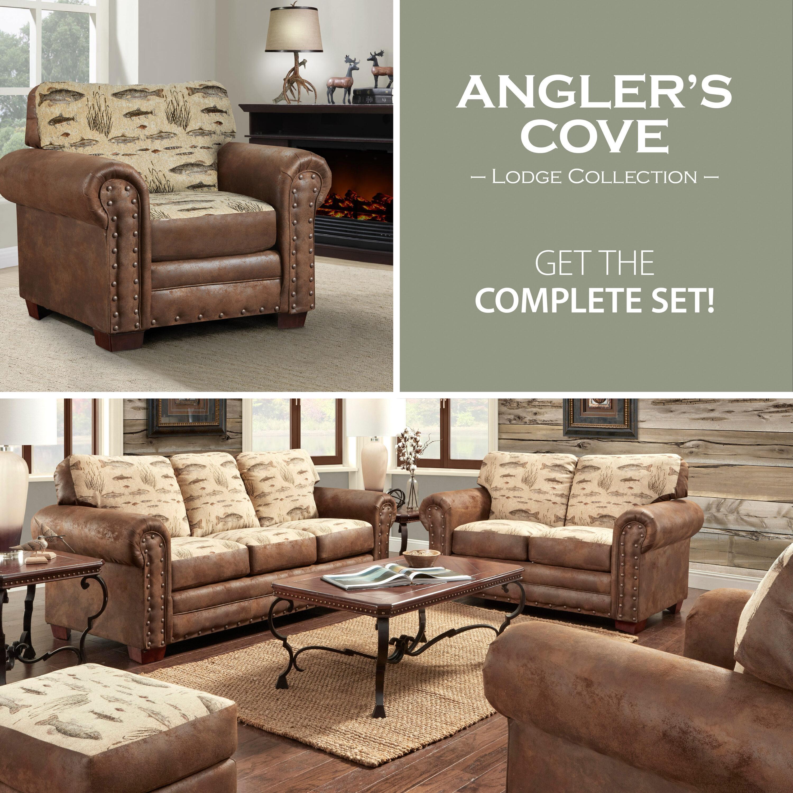 Brown Microfiber and Wood Accent Chair with Ottoman
