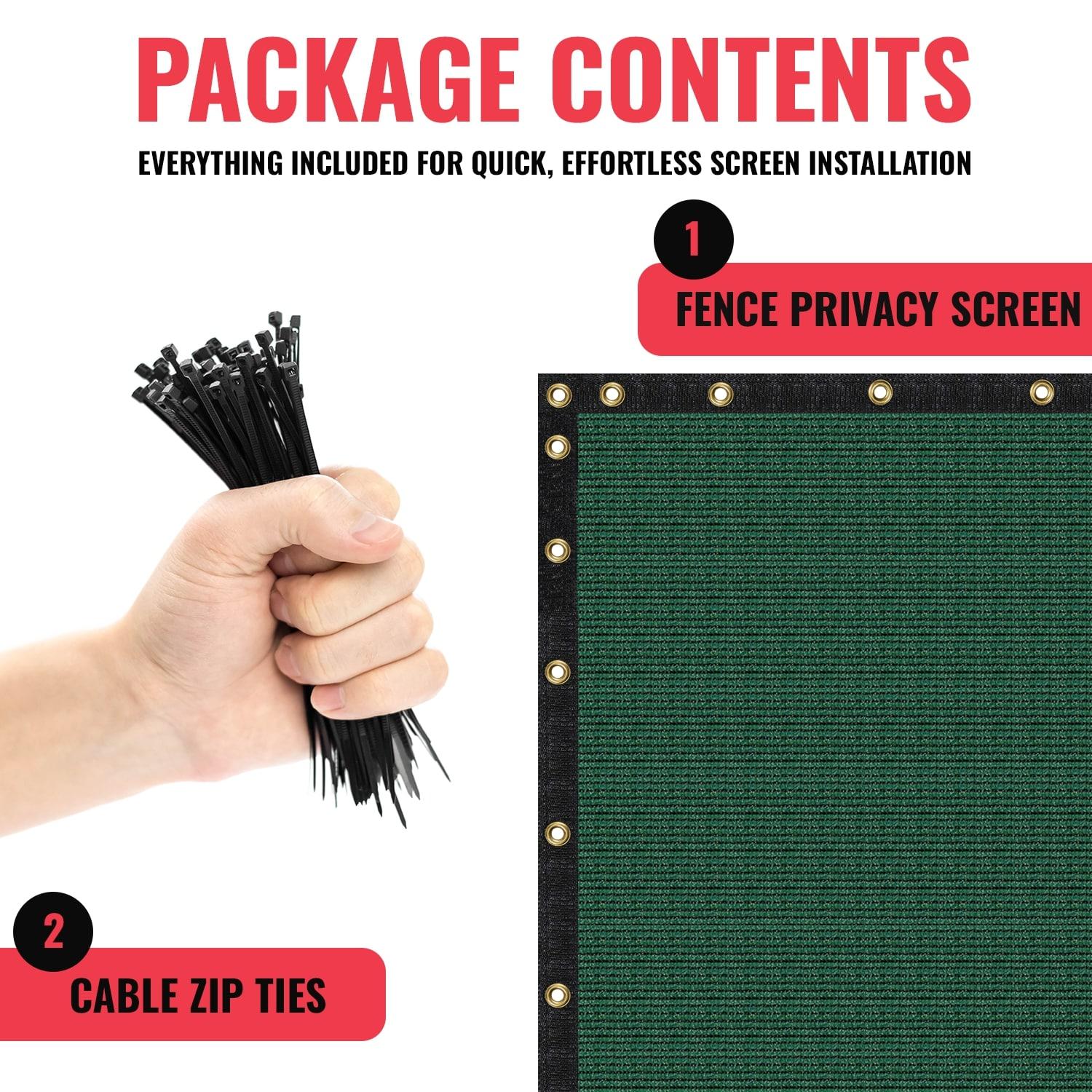 SEALTECH Ultra Heavy Duty 200 GSM Privacy Fence Screen – Non-Recycled Polyethylene Mesh Shade Net with Bindings & Rustproof Grommets - 90% + Blockage Includes Cable Zip Ties. (Green 6'X50')