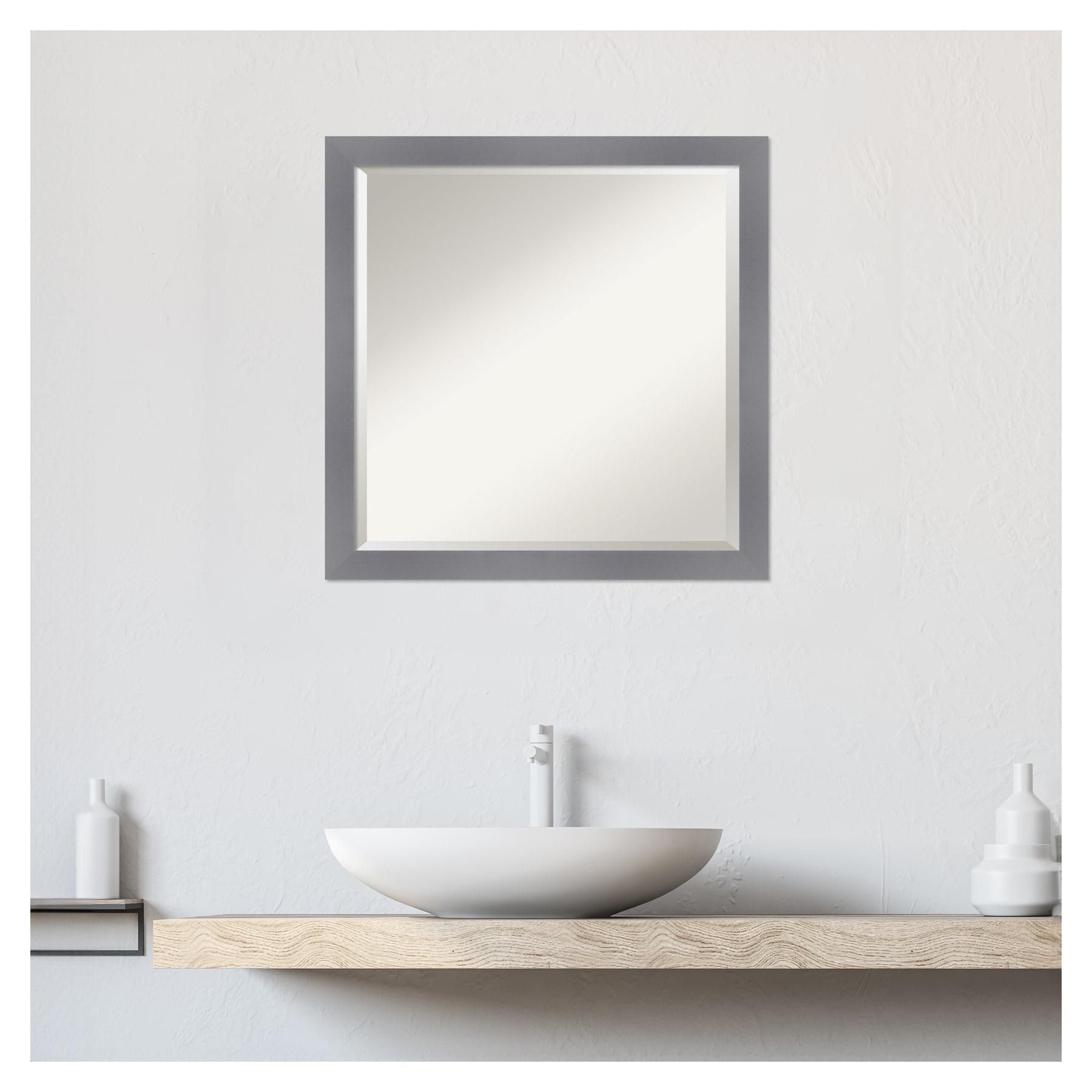 Edwin Grey 22.5" Square Wood Bathroom Vanity Mirror