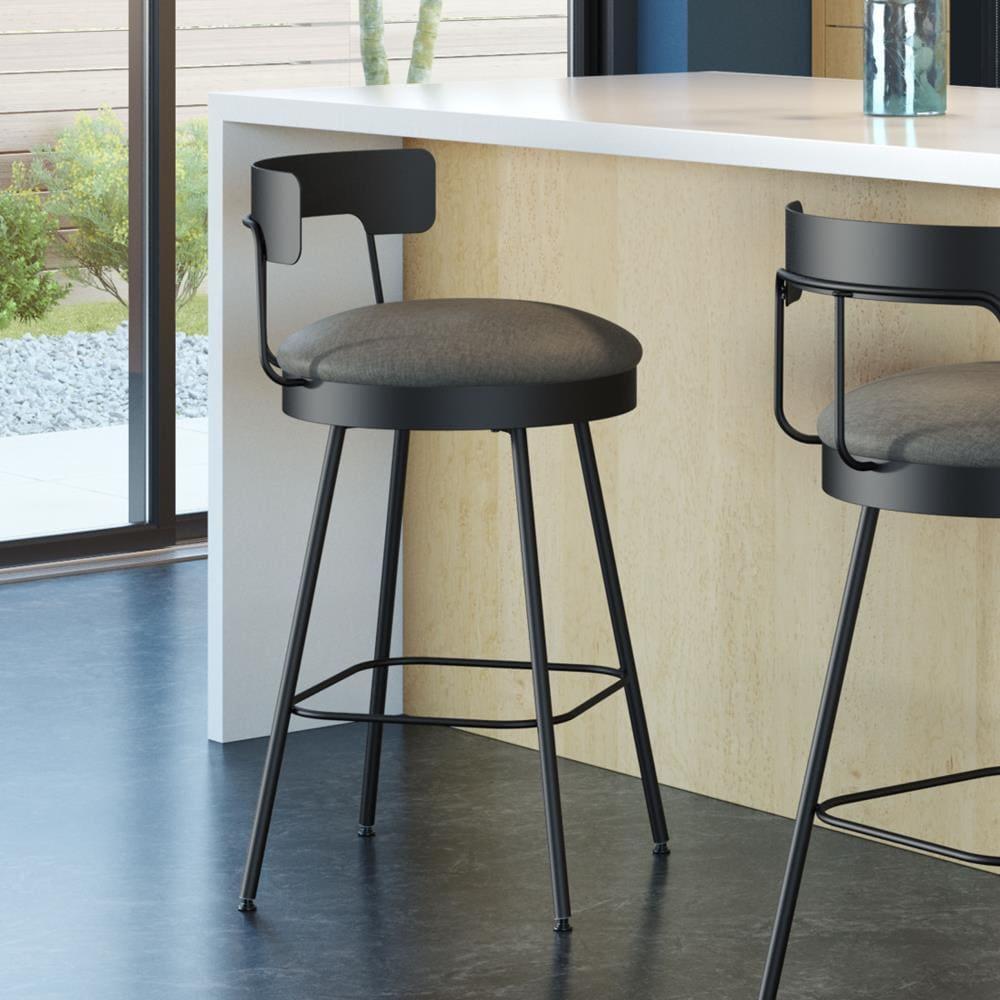 Monza Swivel Counter Height Barstool Dark Gray - Amisco: Upholstered, Metal Frame, 300 lbs Capacity