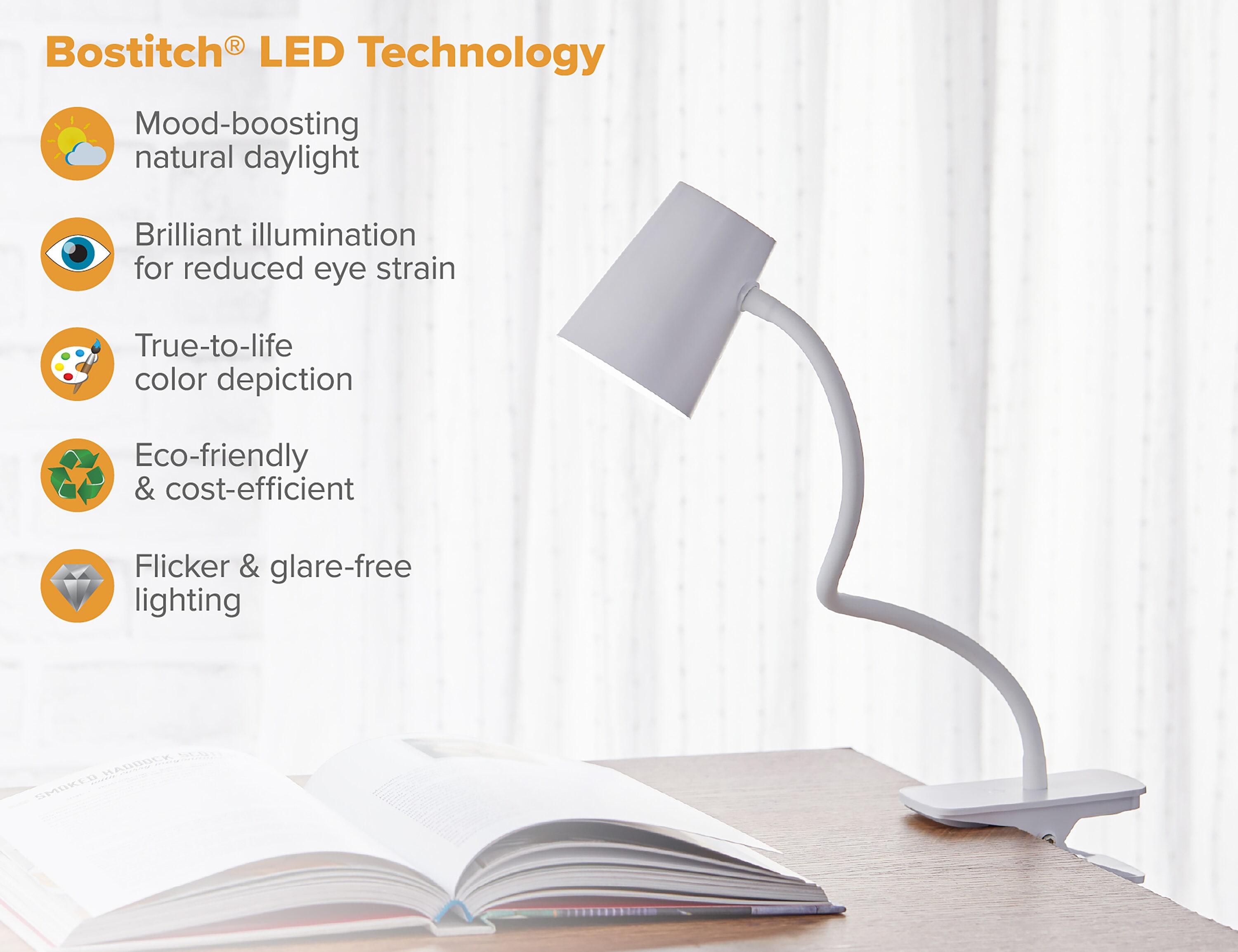 Adjustable LED Clamp Light, 7.48 in. White, Indoor, Desk Lamp