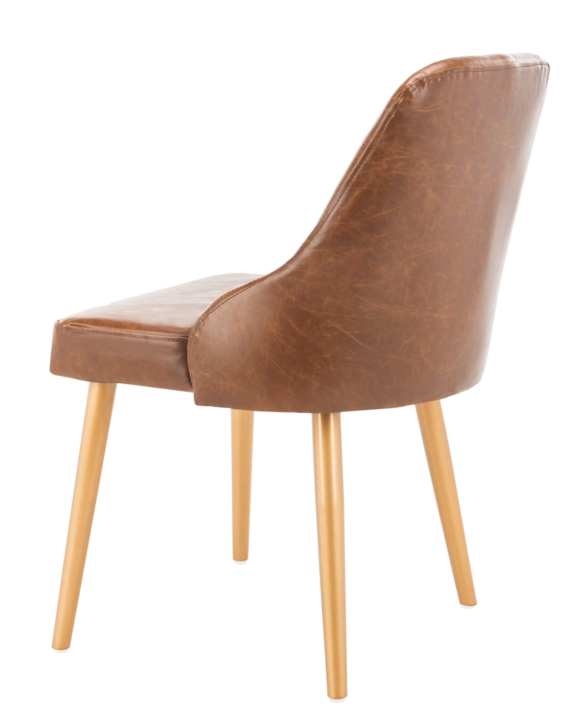 Lulu Upholstered Dining Chair (Set of 2) - Light Brown/Gold - Safavieh