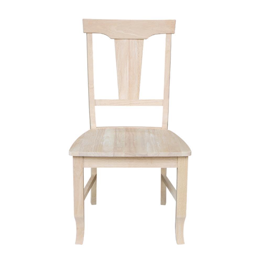 Set of 2 Panel Back Chair Unfinished - International Concepts: Solid Wood, Rubberwood Legs, Armless