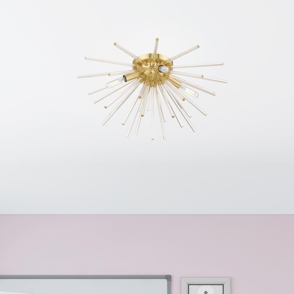 Livex Lighting Utopia 4 - Light Flush Mount in  Satin Brass