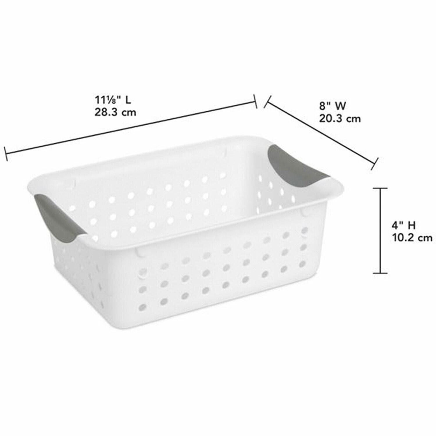 Sterilite Small Ultra Basket, Storage Bin to Organize Closets, Cabinets, Pantry, Shelving and Countertop Space, White, 12-Pack