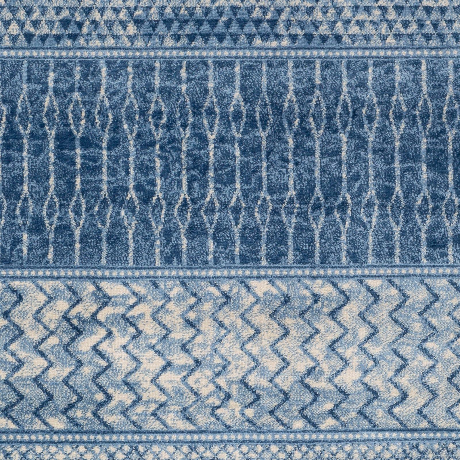 Reversible Blue Synthetic Easy-Care Rectangular Area Rug 6'7" x 9'6"
