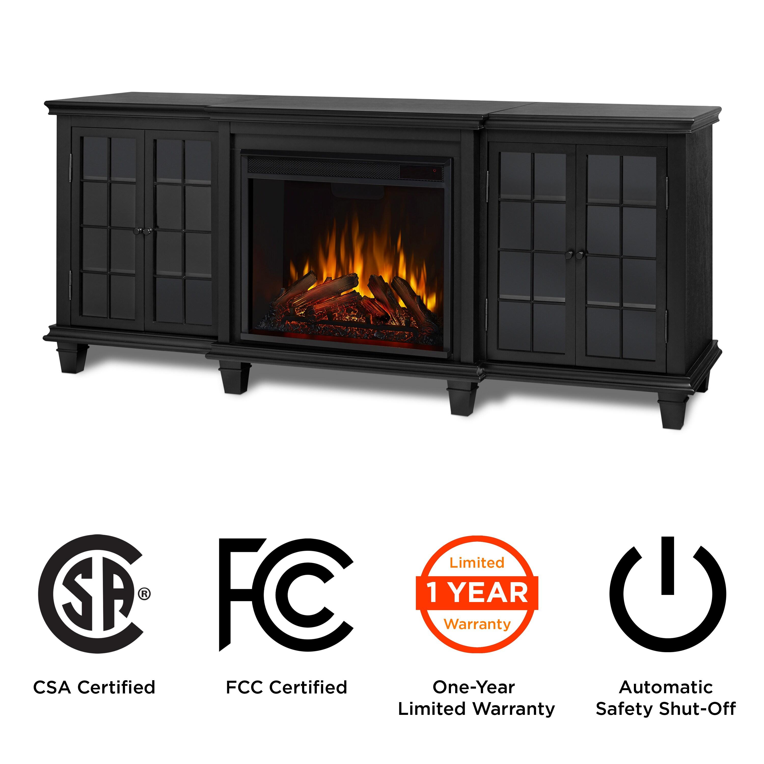 Marlowe 70" Electric Fireplace TV Stand in Black by Real Flame