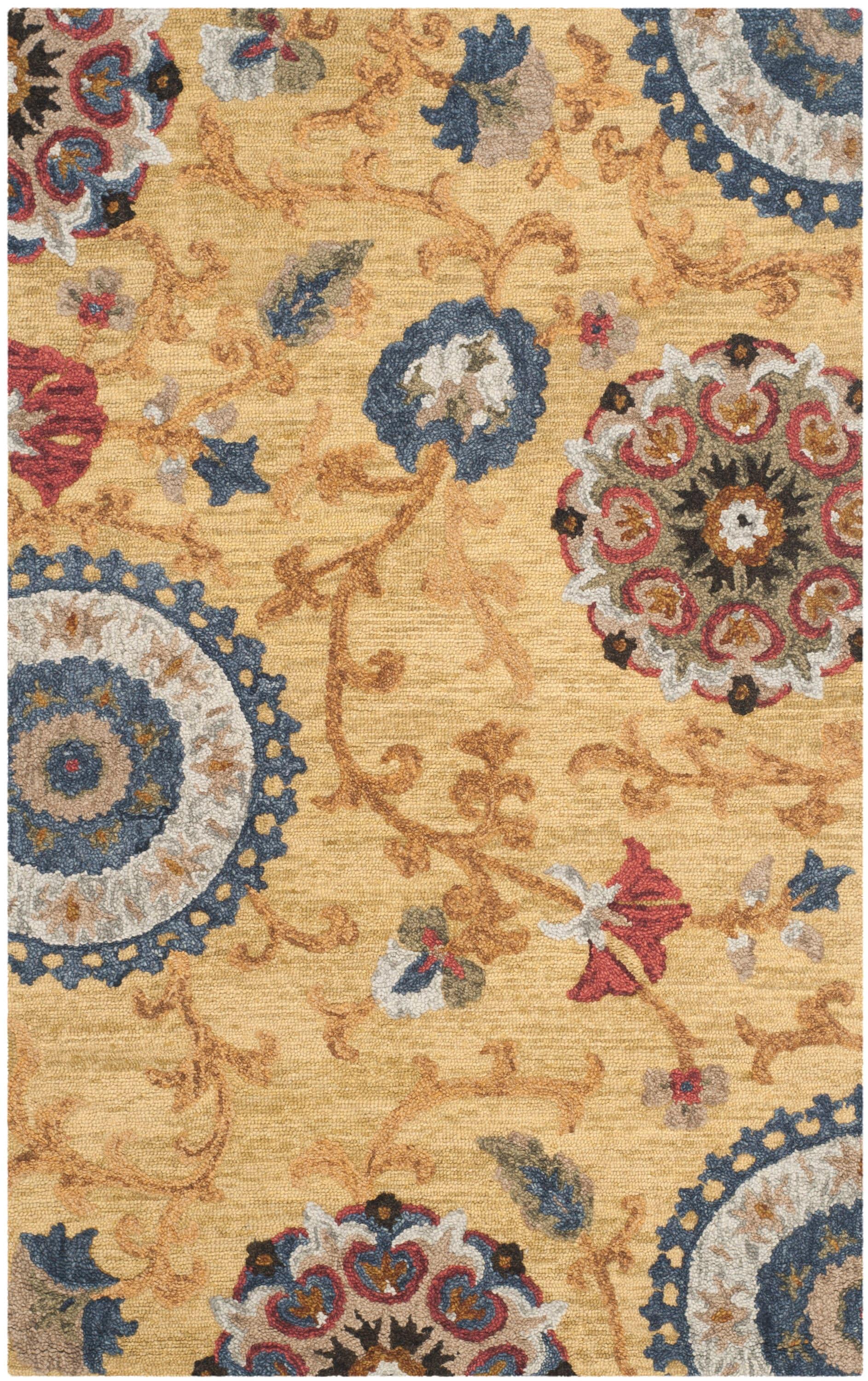 Blossom BLM401 Hand Tufted Area Rug - Gold/Multi - 5'x8' - Safavieh.