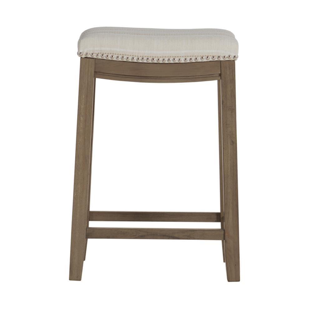 Claridge Backless Nailhead Saddle Counter Height Barstool Natural Stripe - Linon