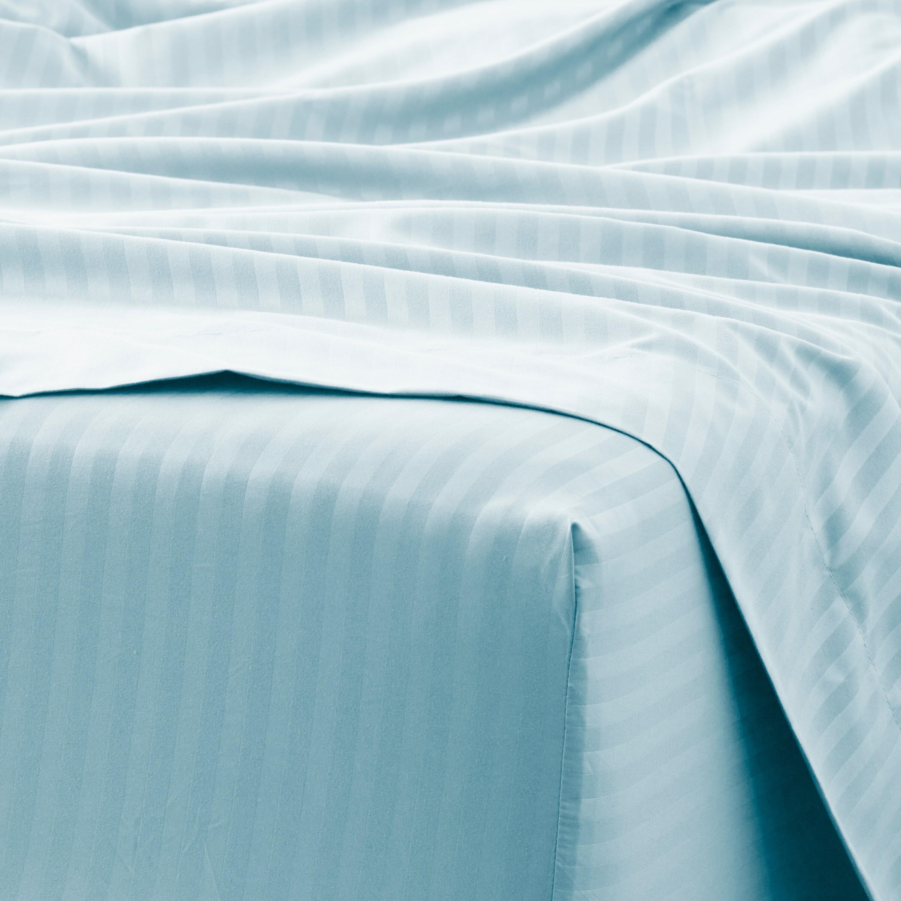California King Aqua Striped Microfiber 4-Piece Sheet Set