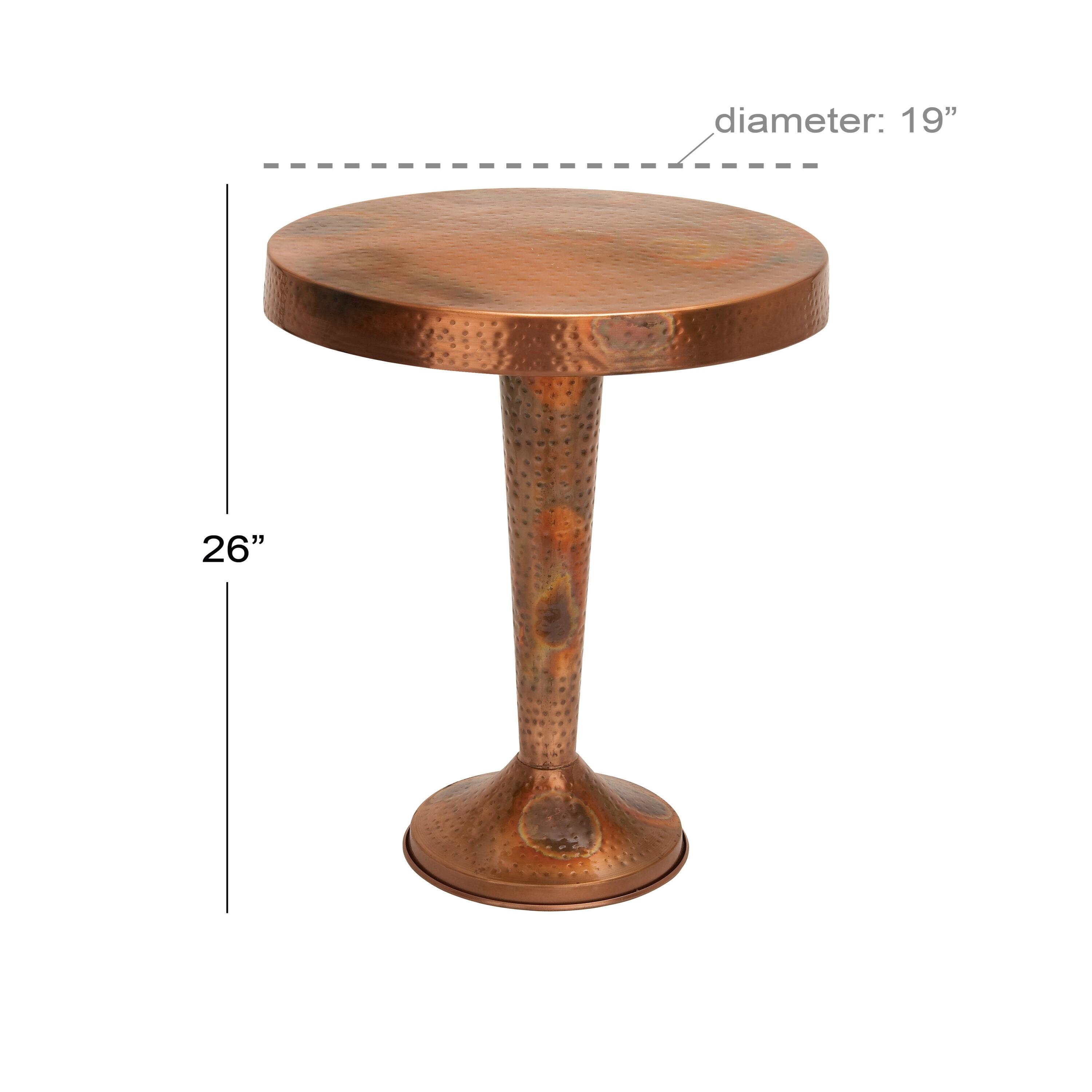 Metal Round Accent Table Tapered Pole Frame Copper - Olivia & May