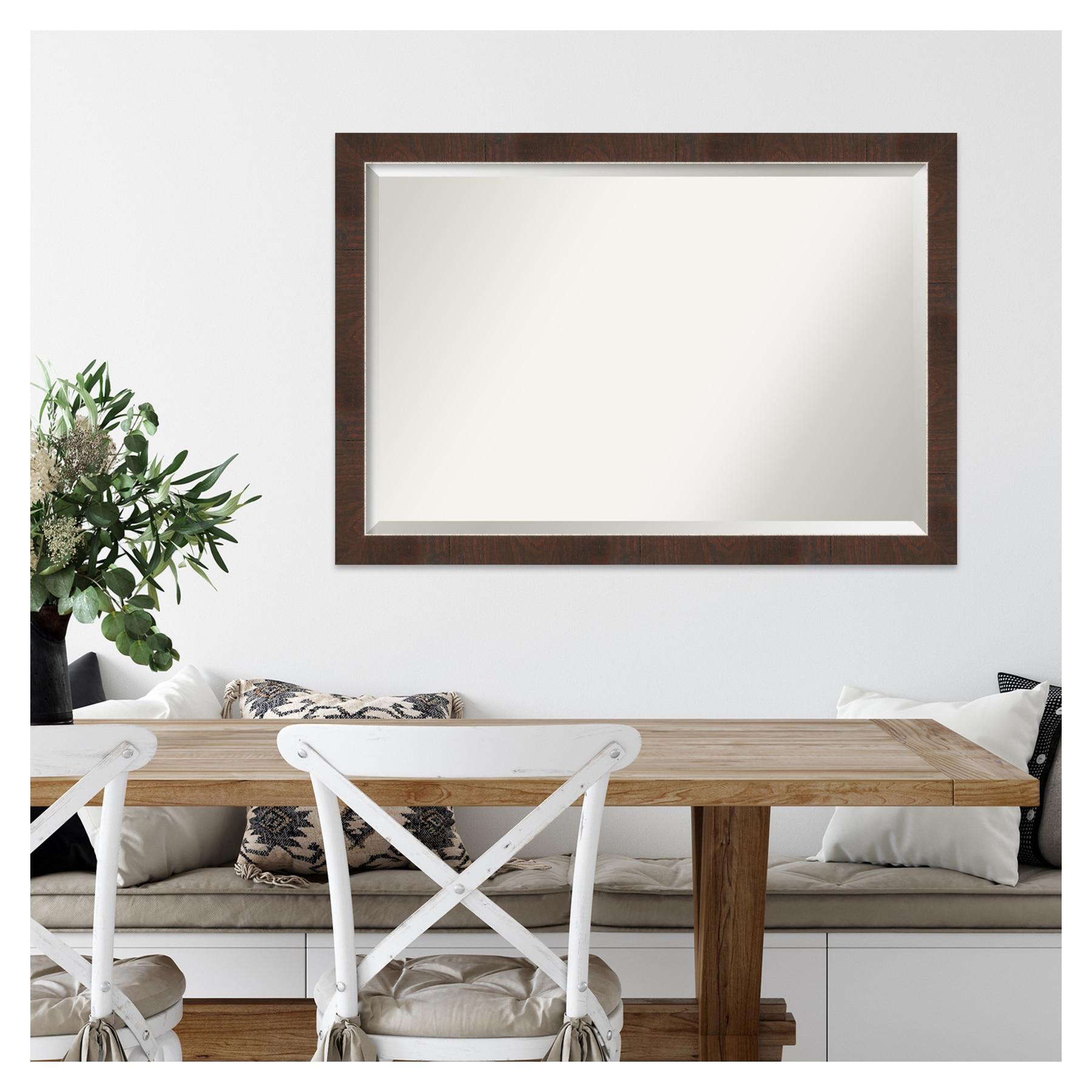 39"x27" Wildwood Narrow Framed Wall Mirror Brown - Amanti Art: Beveled, Rectangular, Polystyrene Frame