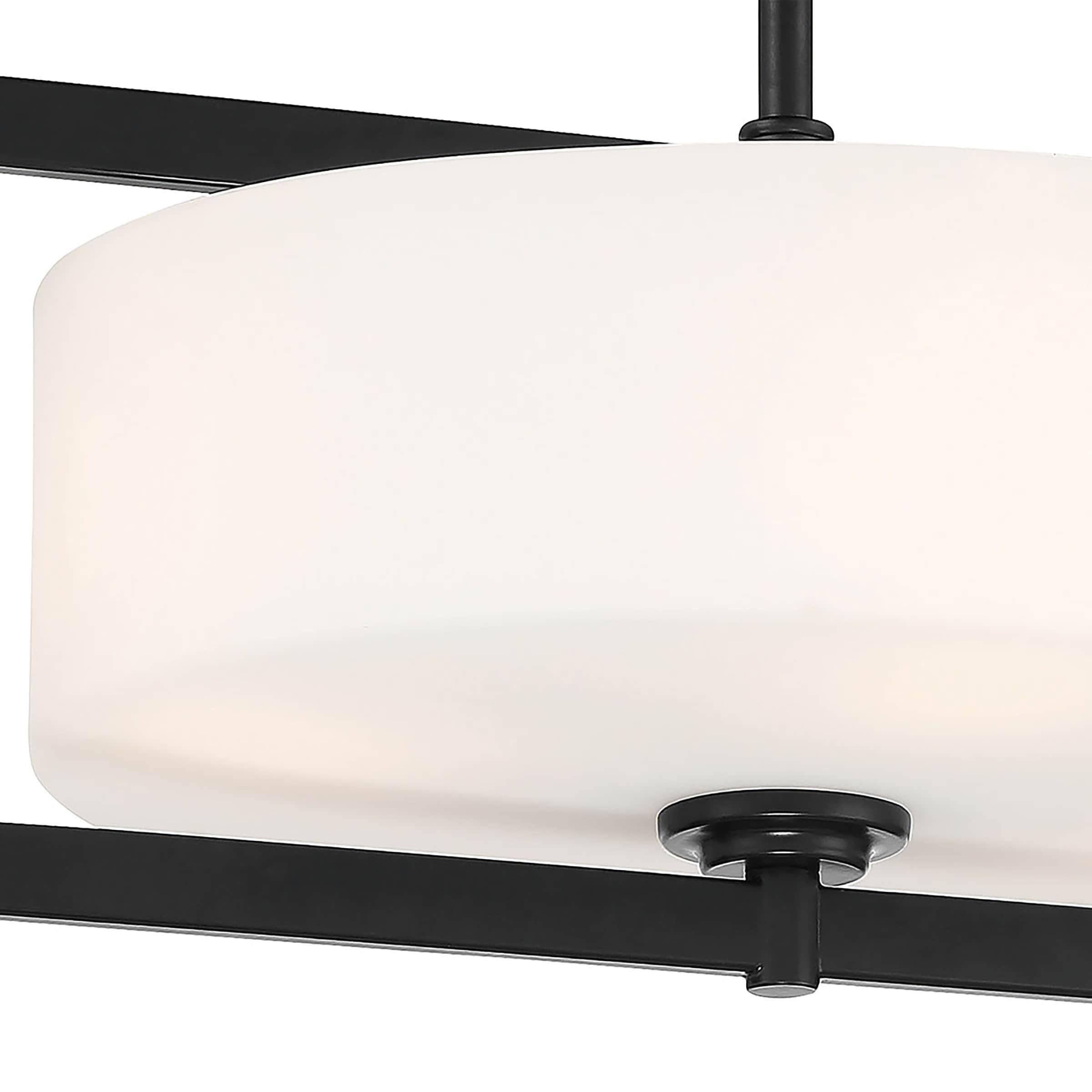 Minka Lavery Modern Ceiling Light Semi Flush Mount Fixture 16" Coal 4-Light Etched White Glass Drum Shade for Bedroom Living Room