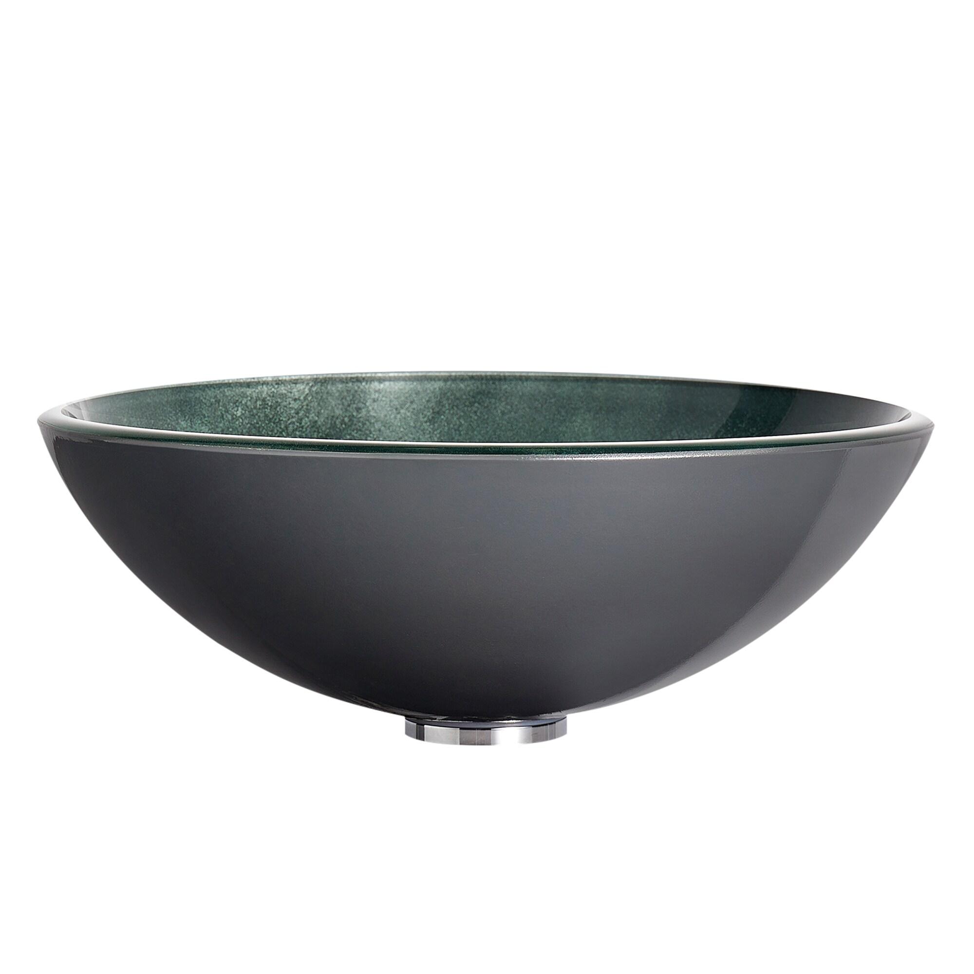 ANZZI Belissima 16.5'' Stellar Gray Glass Circular Bathroom Sink