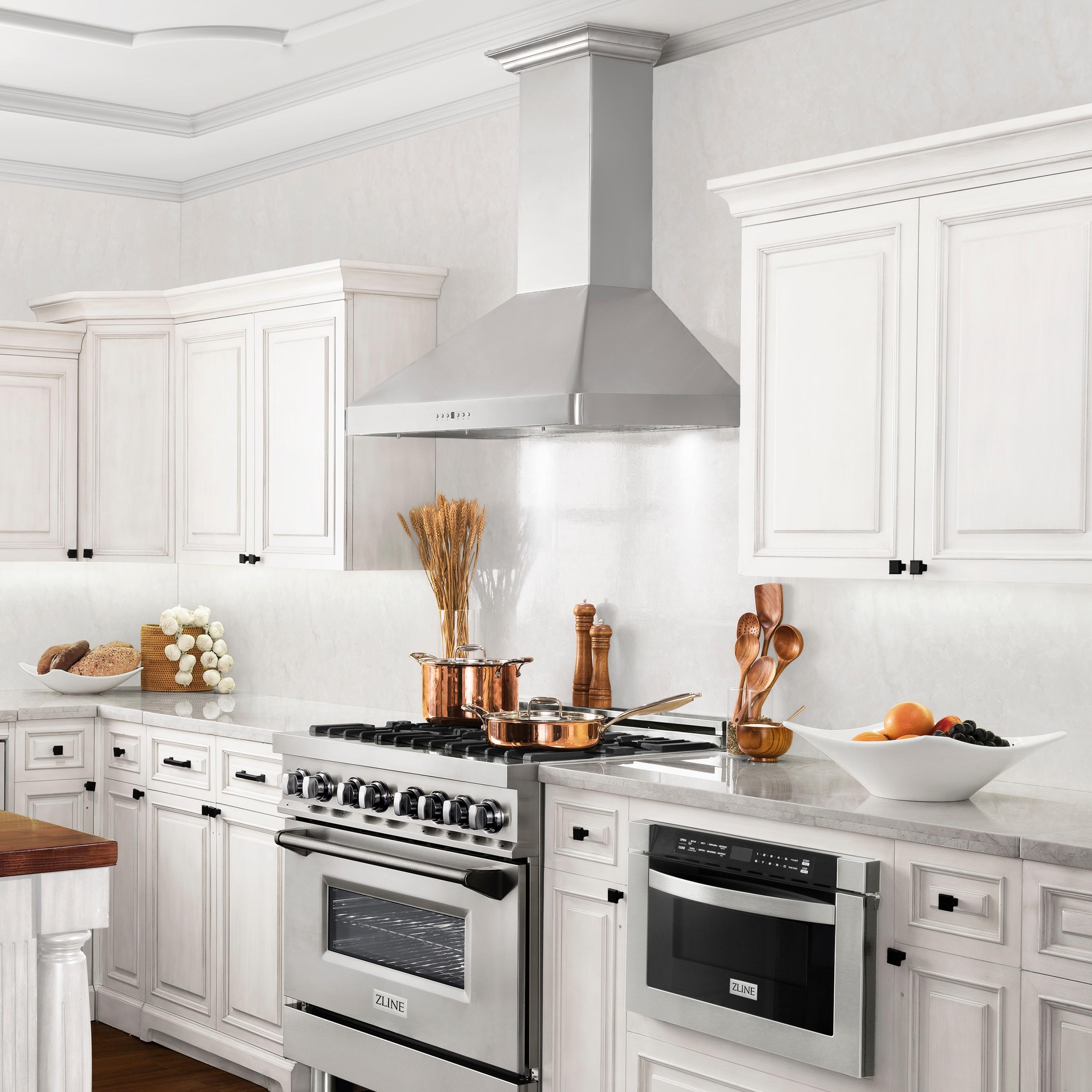30 in. ZLINE CrownSoundDucted Vent Wall Mount Range Hood in Stainless Steel W/ Bluetooth Speakers (KF2CRN-BT-30)