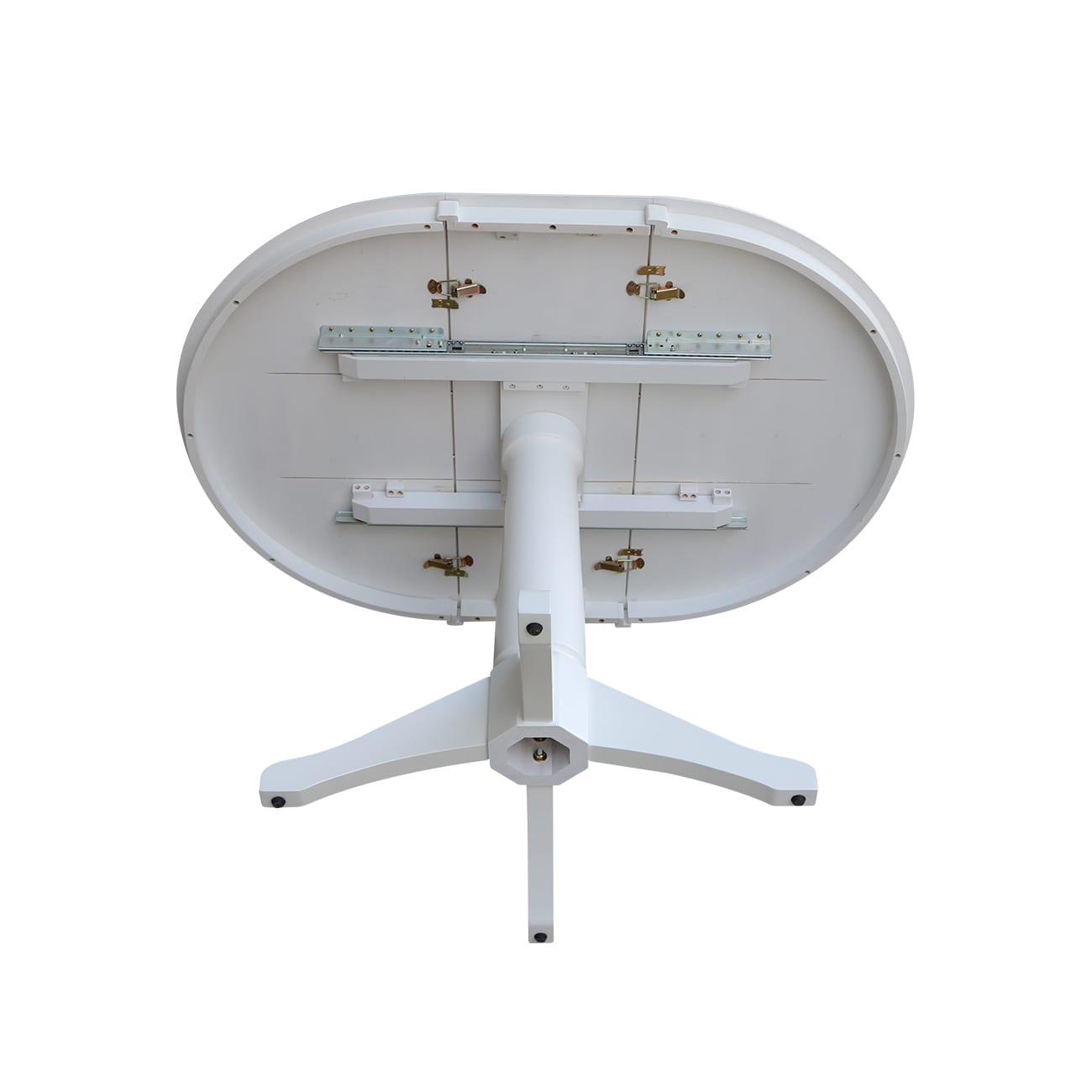 36" Magnolia Round Top Dining Table with 12" Leaf White - International Concepts: Hardwood Pedestal, Seats 4
