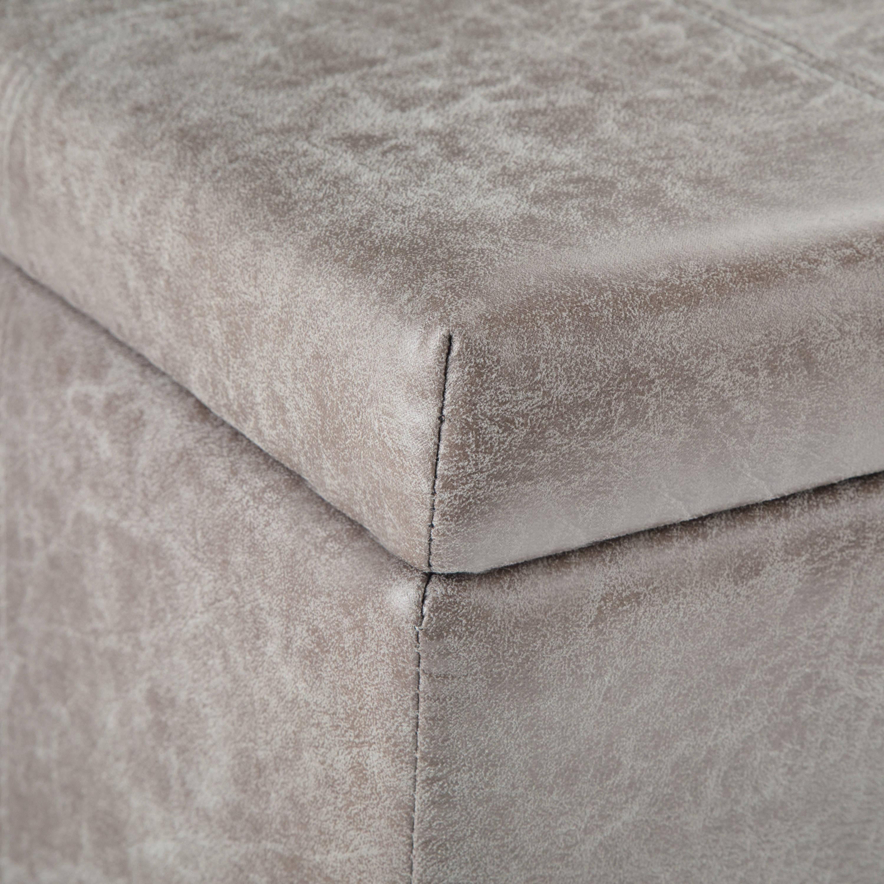 Dover 36 in. Wide Contemporary Rectangle Storage Ottoman Bench in Distressed Grey Taupe Vegan Faux Leather, Assembled