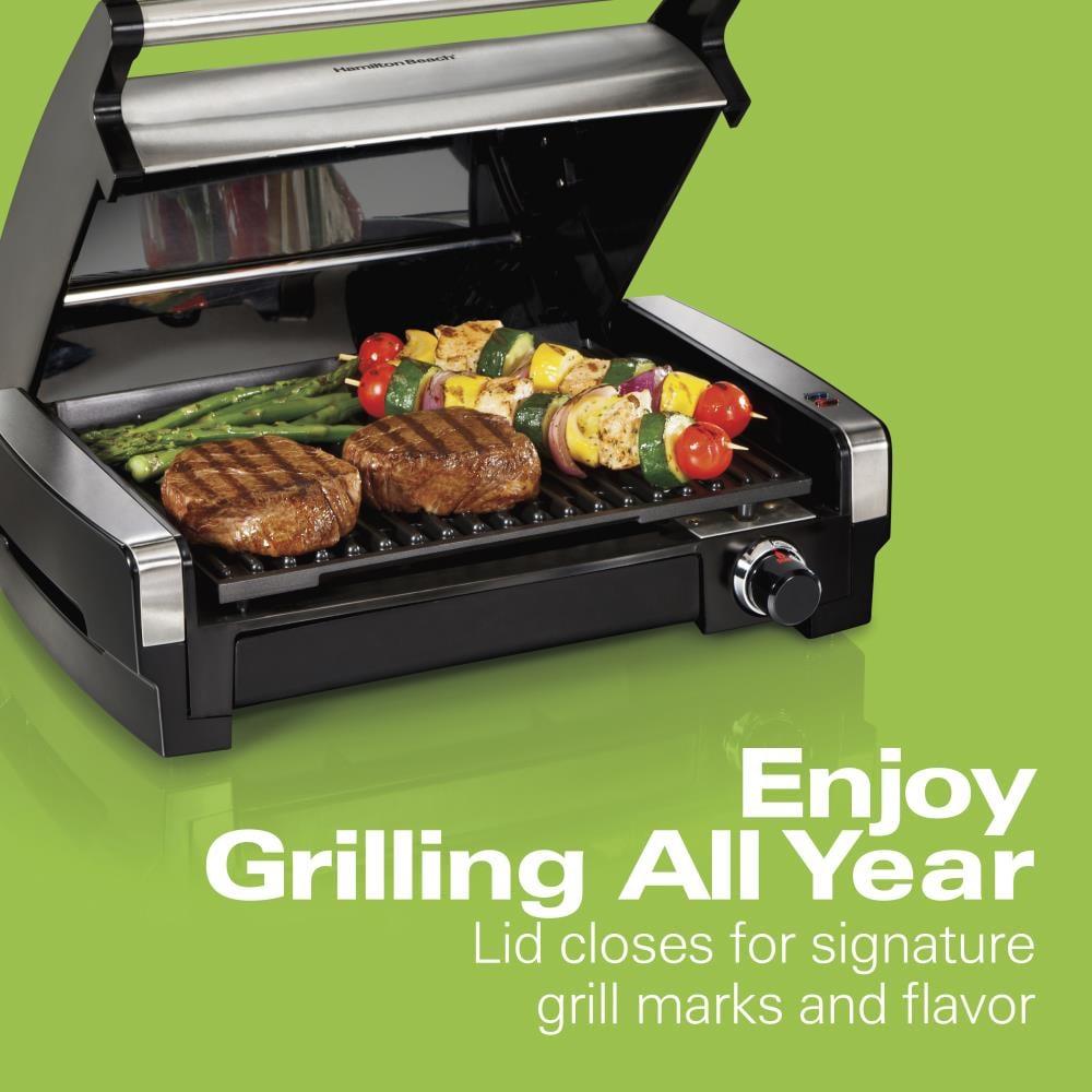 Hamilton Beach Hamilton Beach® Electric Indoor Searing Grill with Removable Non-Stick Grate, Viewing Window & Adjustable Temperature Control to 450°F, 118 sq. in. Surface Serves 6