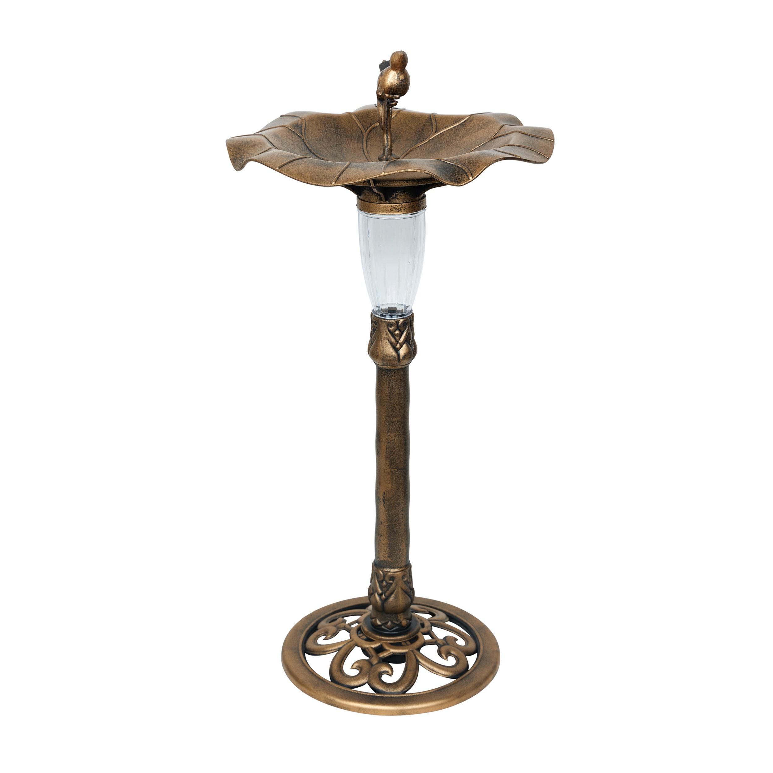 Alpine 41"H Solar Birdbath with Birds and LED Light for Garden