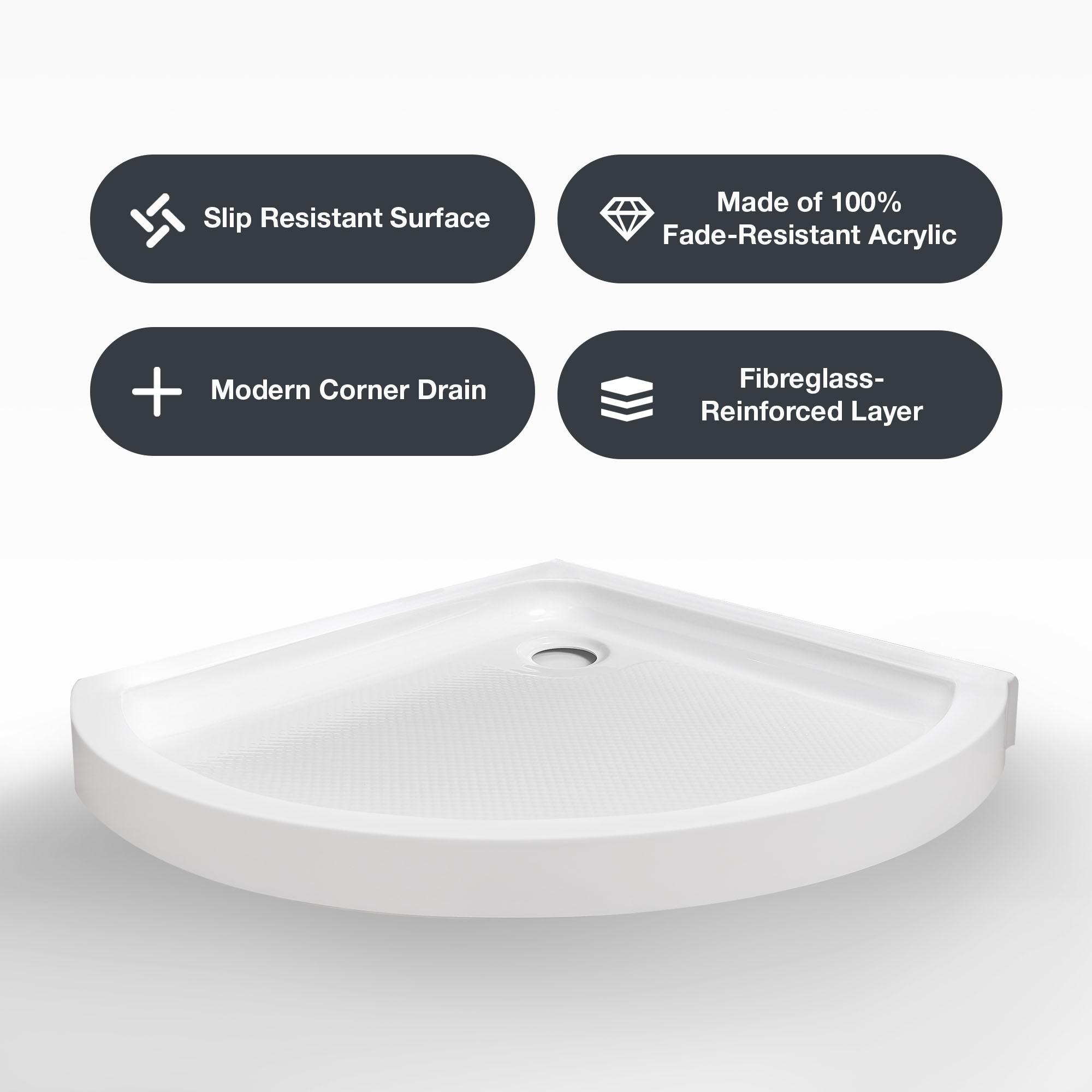 Ove Decors 15SKA-BREF34-SATAC OVE Decors Breeze 35 in. Round Shower Kit w/ Frosted, Base, Wall