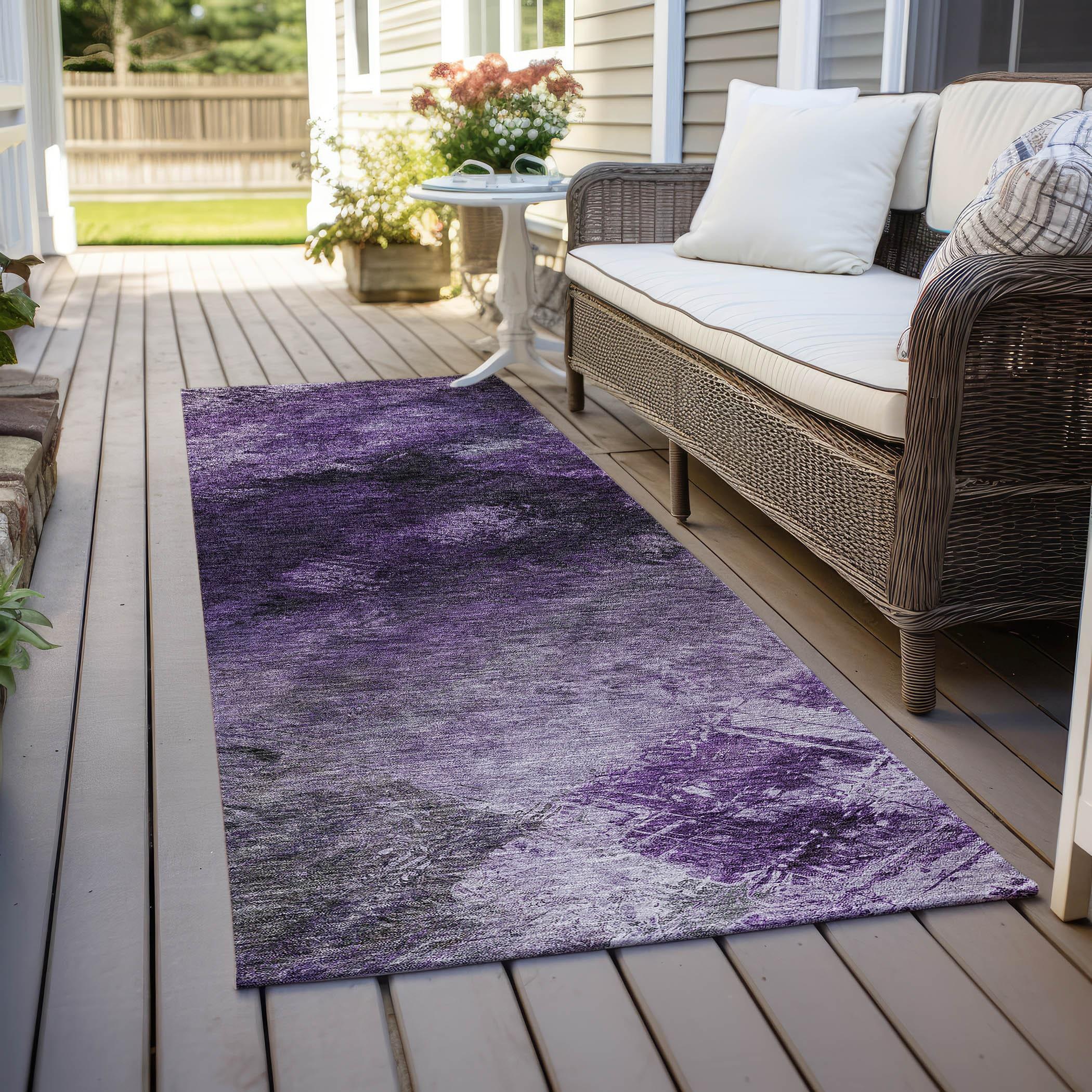 Addison Purple Synthetic Flat Woven Reversible Runner Rug