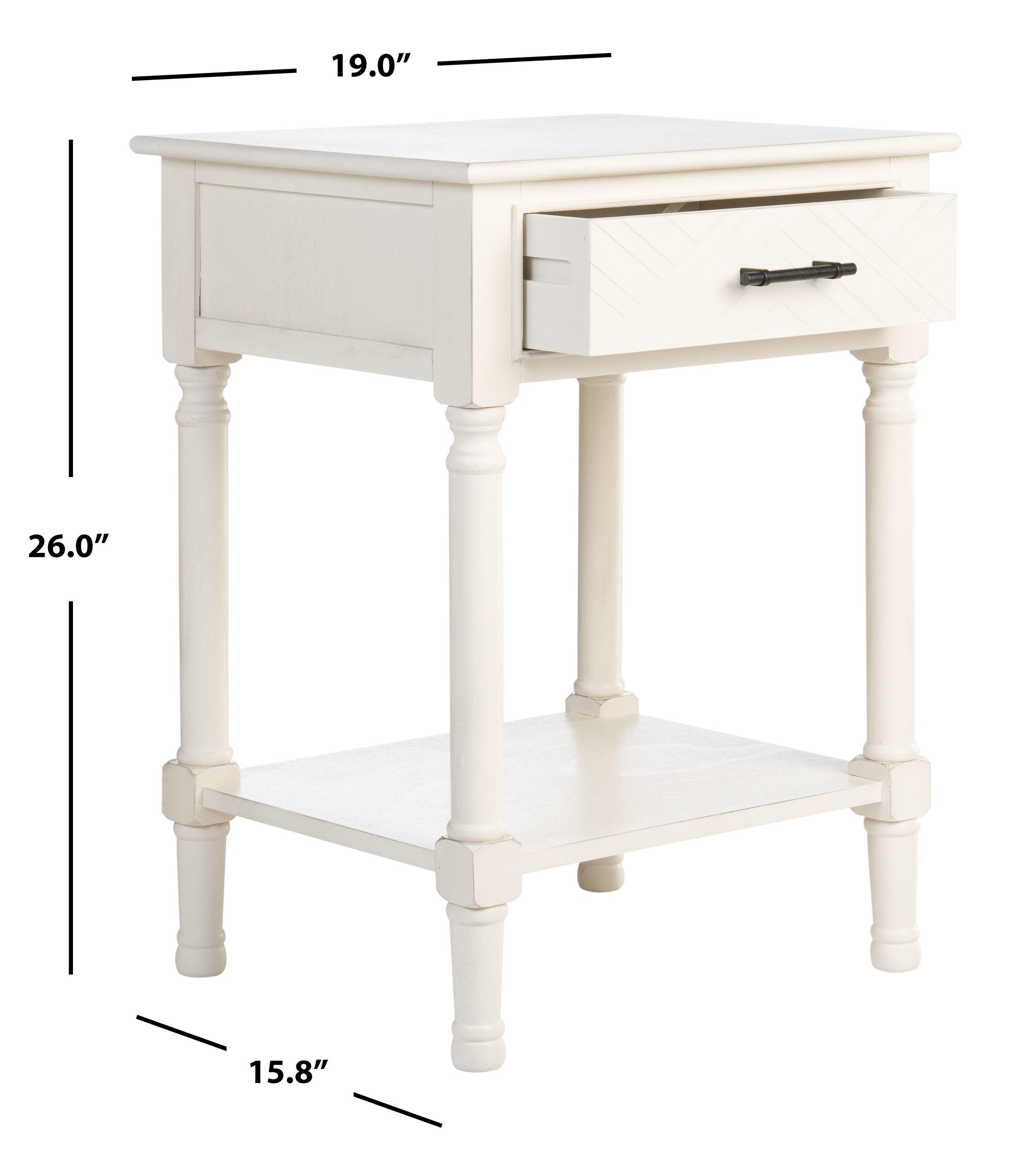 Peyton 1 Drawer Accent Table - Distressed White - Safavieh
