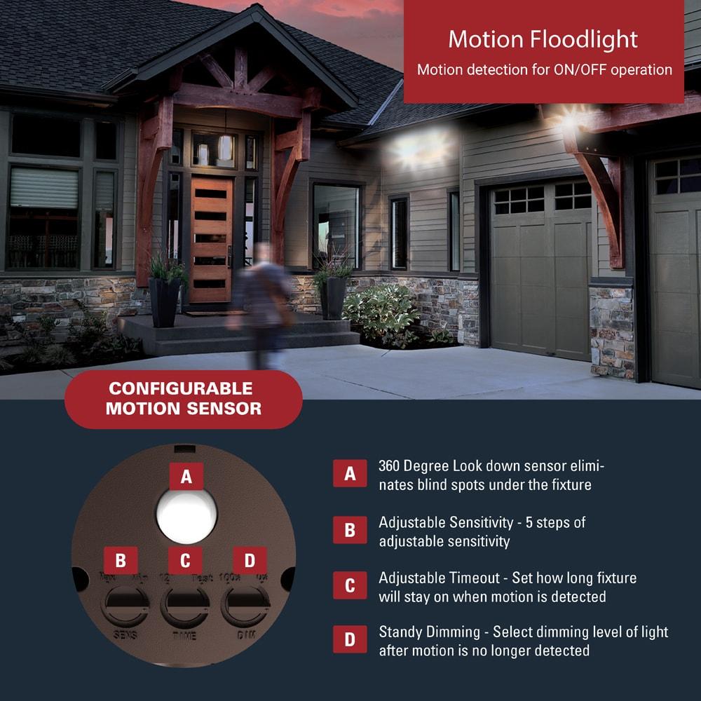 Cooper Lighting LLC 2 - Head LED Hardwired Outdoor Security Flood Light with Motion Sensor (Set of 2)