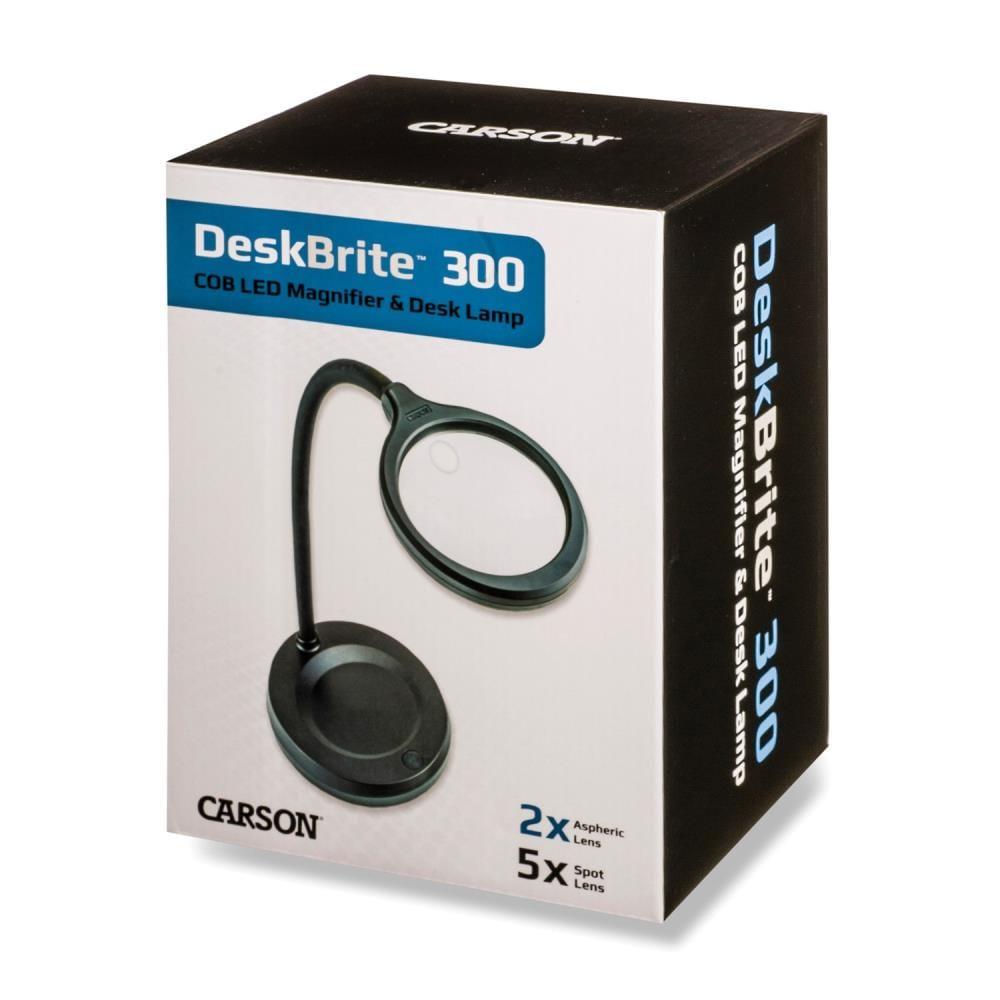 CARSON® DeskBrite™ 300 2x Aspheric COB LED Desk Top Magnifier with 5x Spot Lens in Black