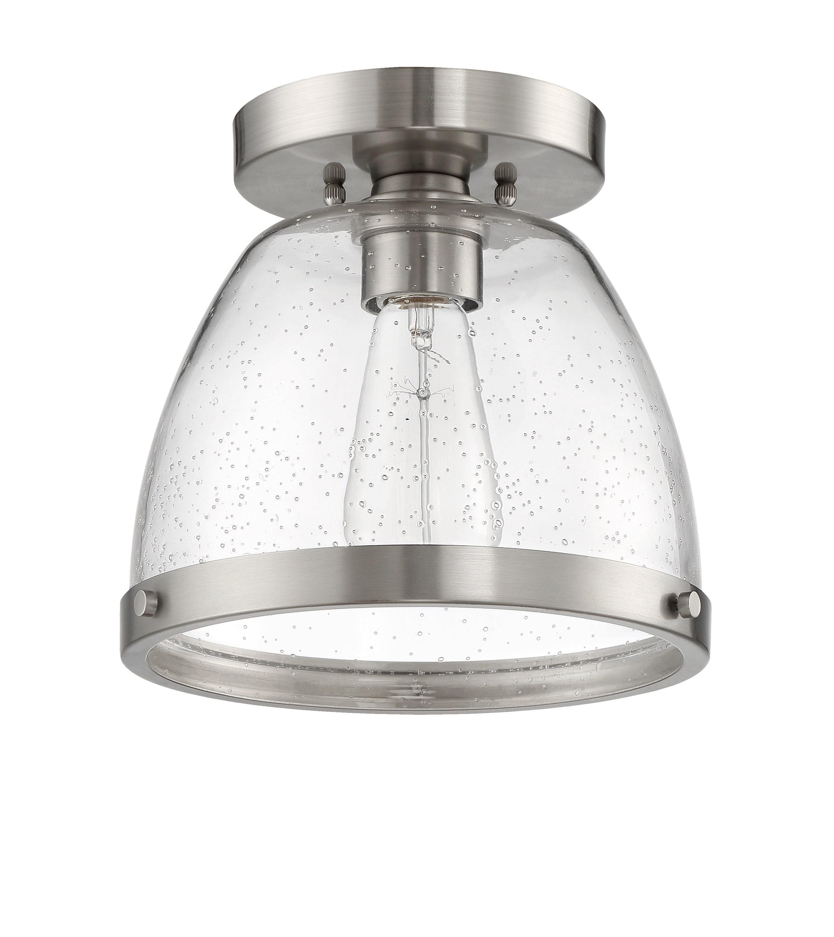 Elegant Lodie 7'' Glass & Nickel Ceiling Flushmount Light