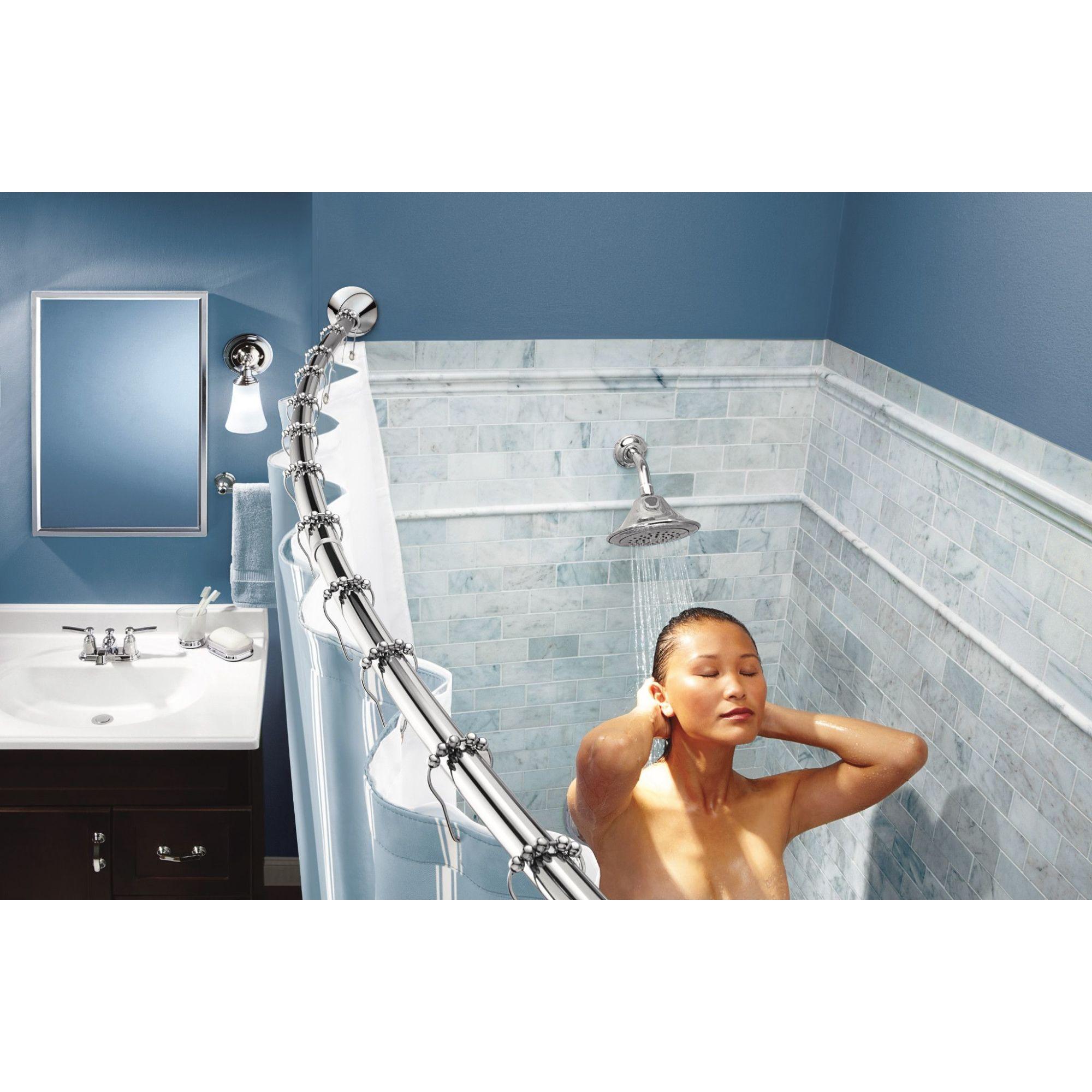 Moen 5-Foot Adjustable Tension Single Curved Shower Curtain Rod