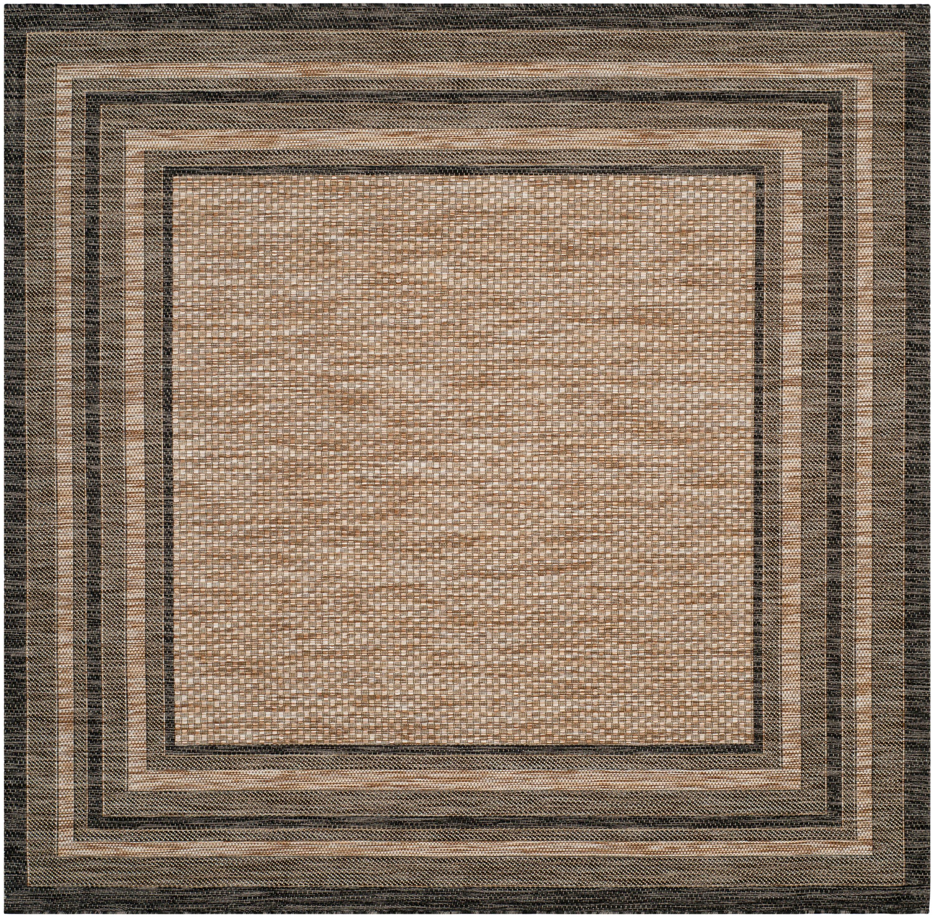 Courtyard CY8475 Power Loomed Indoor and Outdoor Area Rug - Natural/Black - 5'3"x5'3" - Safavieh
