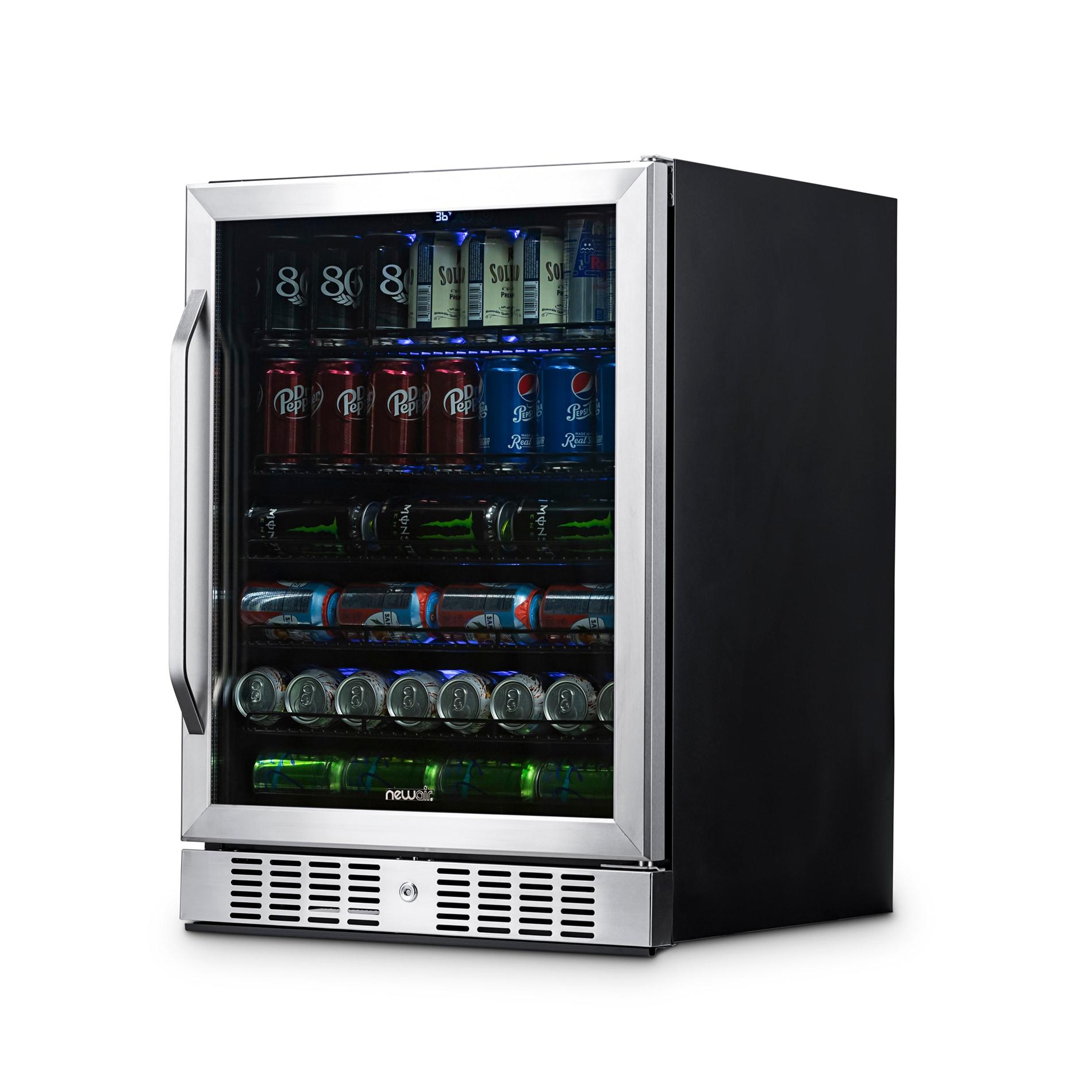 Newair 24” Built-in 177 Can Beverage Fridge in Stainless Steel with Precision Temperature Controls and Adjustable Shelves