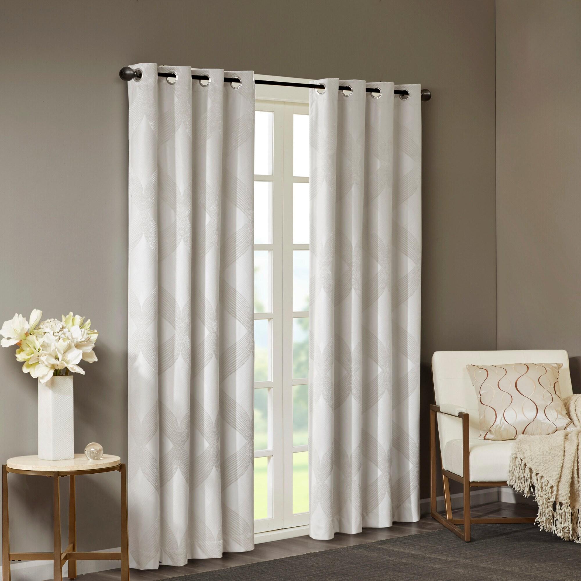 Madison Park Bentley Ogee Knitted Jacquard Geometric Total Blackout Single Curtain Panel